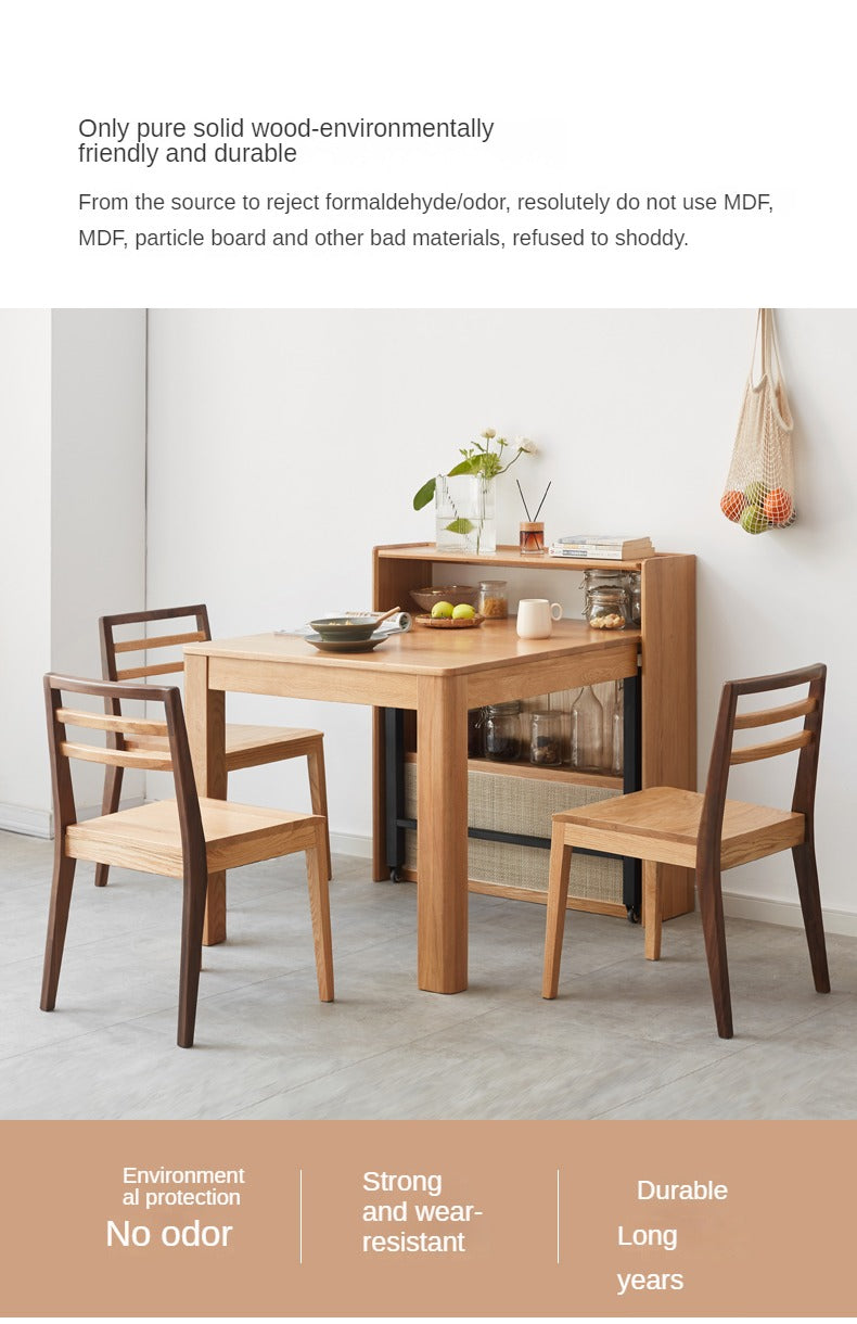 Solid Oak Wood Extendable Dining Table & Buffet Sideboard - Perfect for Small Spaces, Entertaining, and Modern Farmhouse Decor