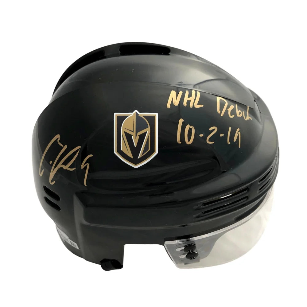 Authentic Cody Glass Signed Vegas Golden Knights Mini Helmet with NHL Debut Inscription 