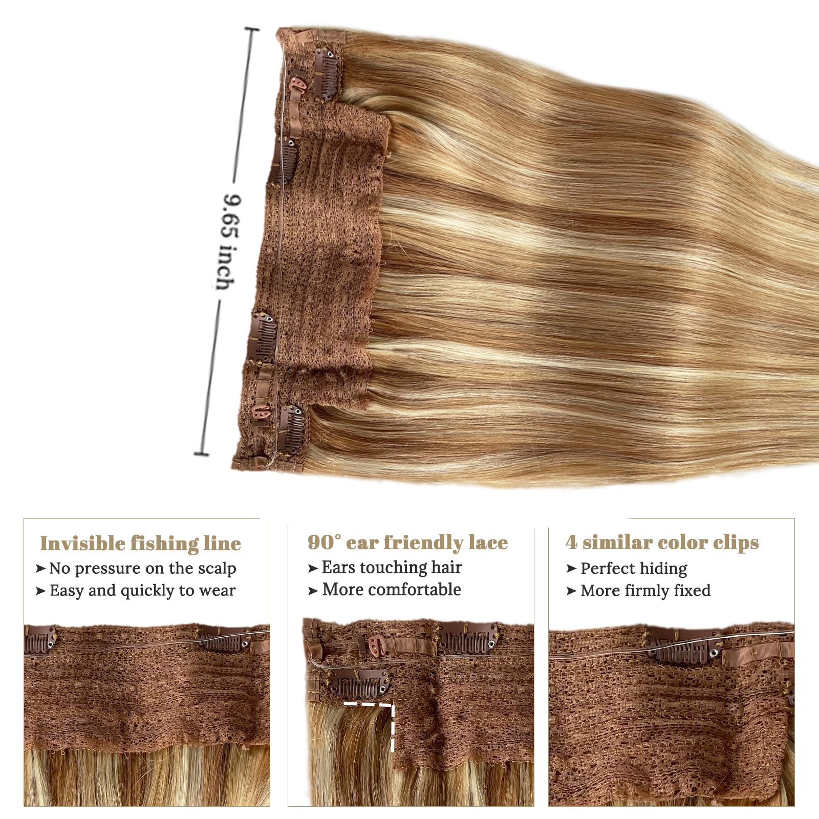 22 Inch Ombre Brown Blonde Human Hair Extensions - 100g Remy Hair with Platinum Blonde Balayage Highlights | Perfect for Daily Styling, Parties & Special Occasions