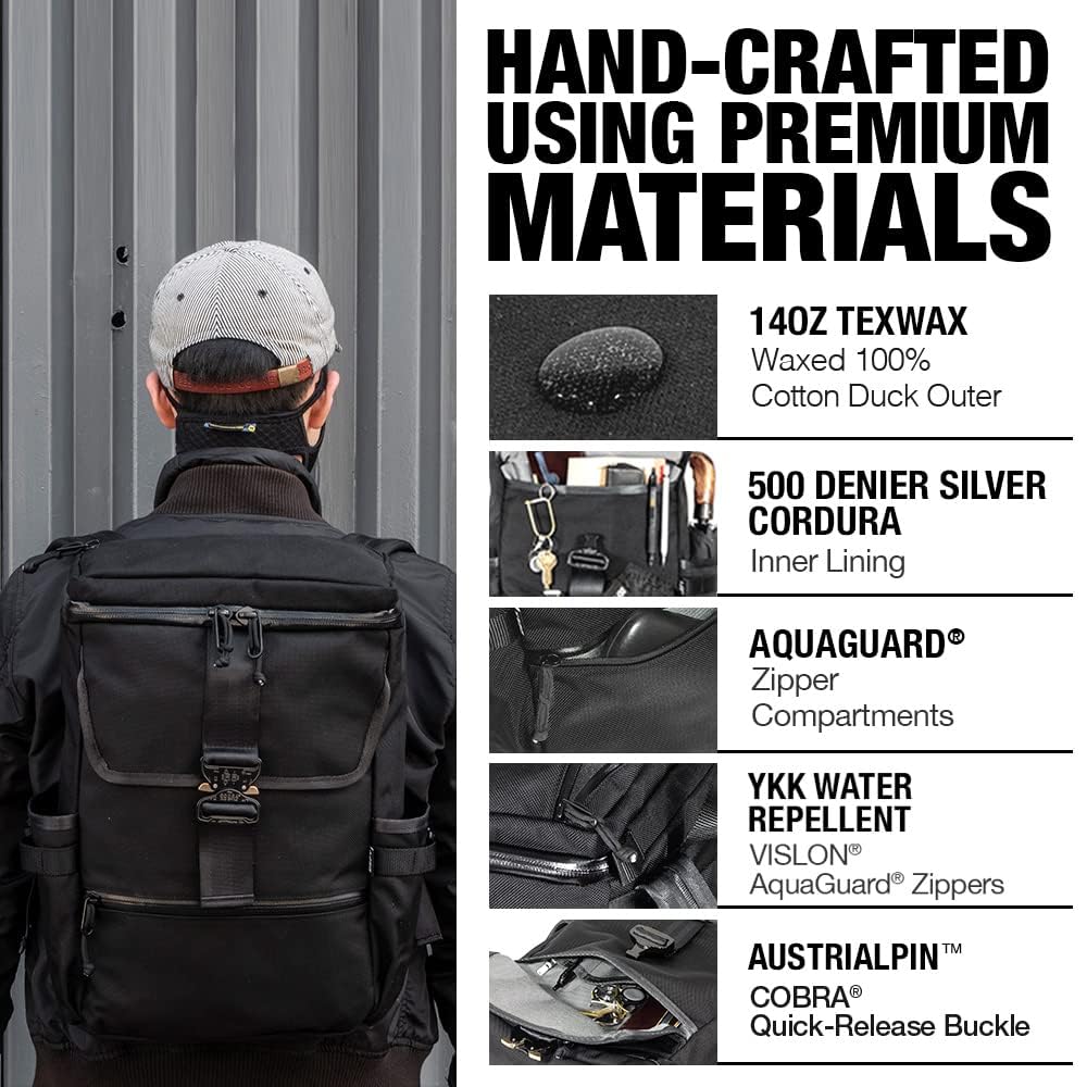 DEFY Menace Backpack 2.0 - Waxed Canvas 18L Utility Backpack for Men with 16