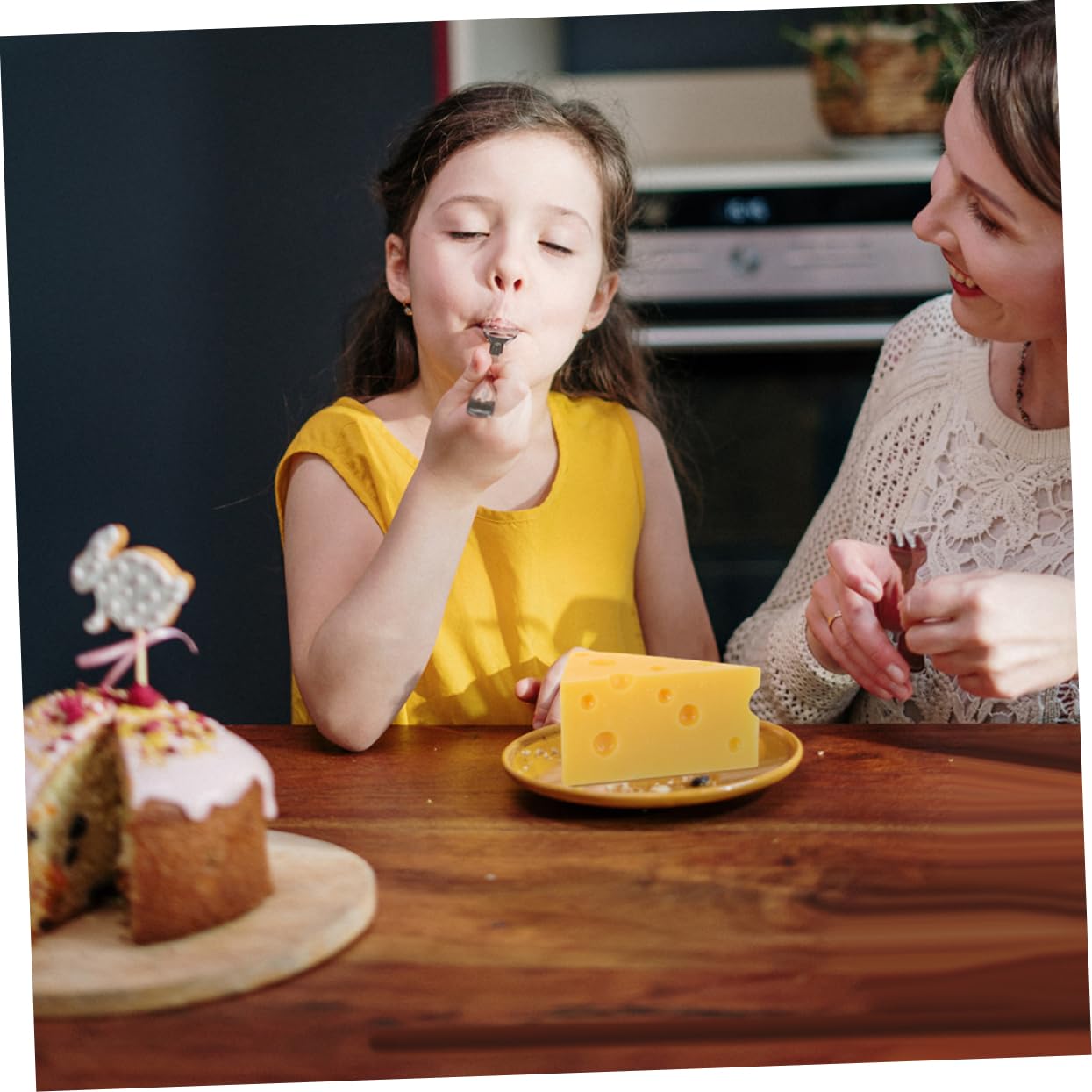 Mobestech 2-Pack Realistic Fake Cheese Blocks - Perfect for Cake Decorations, Food Display Props, Photography Backdrops & Bakery Window Displays