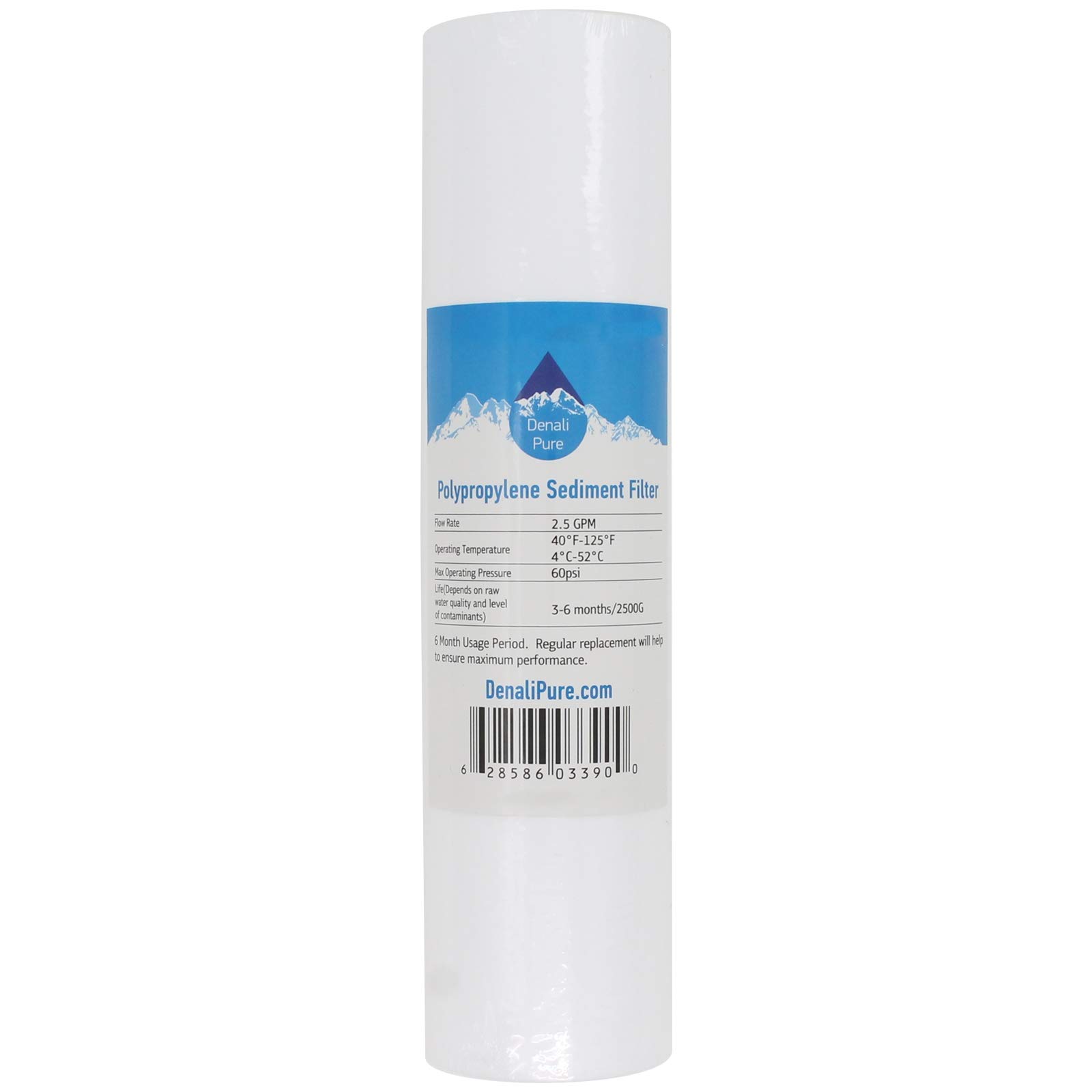 8-Pack 10-Inch 5-Micron Polypropylene Sediment Water Filter Cartridges - Compatible with Krystal Pure KR10 Reverse Osmosis System - Universal Replacement for KR10 PP Filters - Perfect for Home & Office Water Filtration - Denali Pure Brand