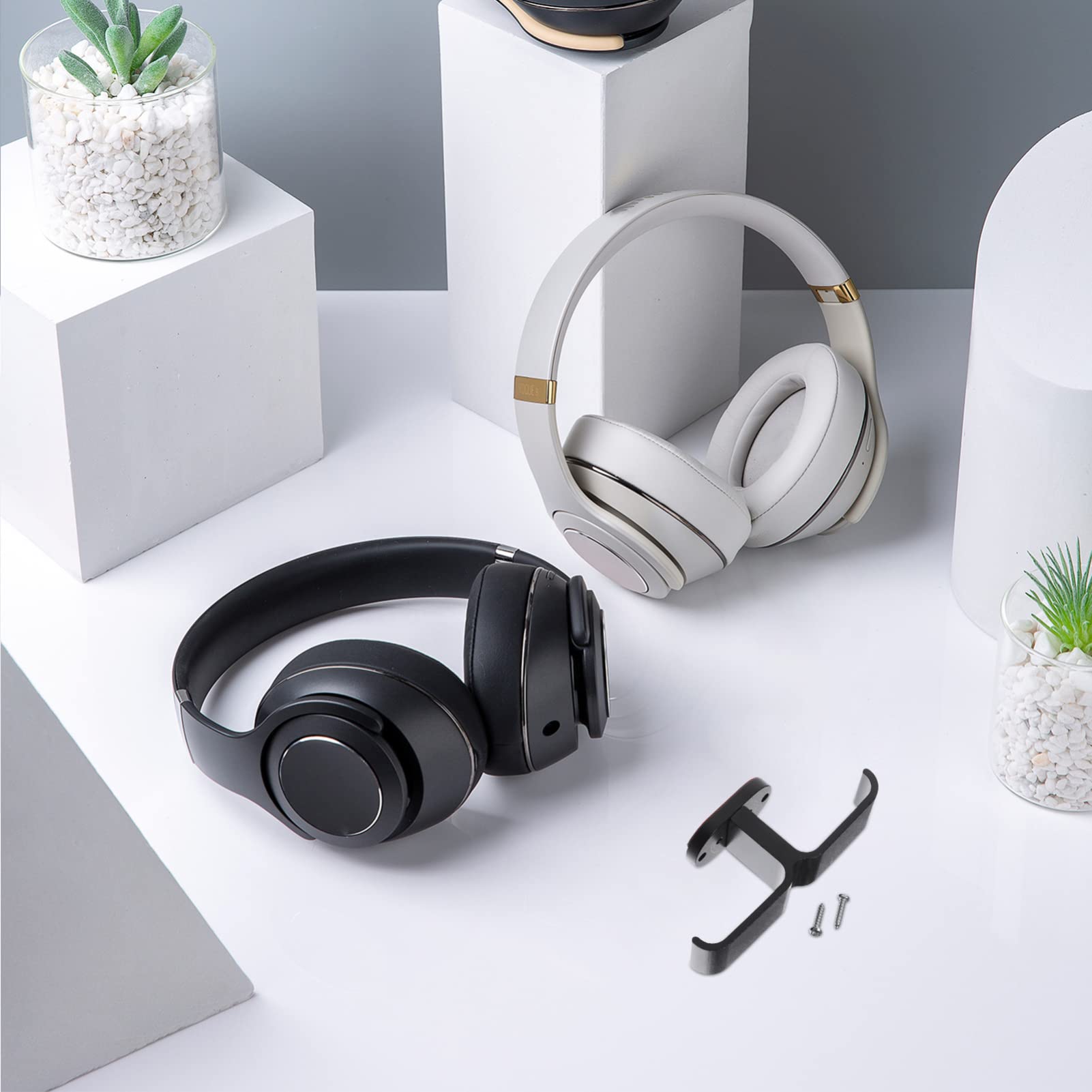 Uonlytech 2-Pack Headset Hanger - Adjustable Headphone Stand Hook for Desk, Under Desk Headset Holder with Non-Slip Base - Perfect for Gaming Setup, Office & Home Workspace Organization