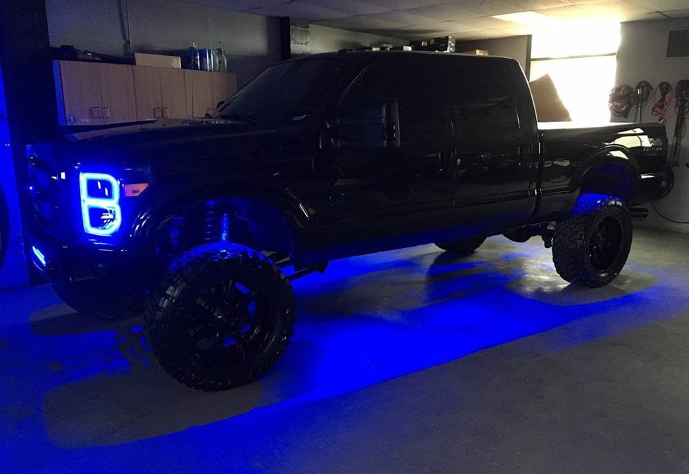 Blue 3 CREE 9W High Power LED Rock Light Kit for Jeep, Truck, SUV, Off-Road, Boat - Waterproof Underbody Lighting for Night Driving & Outdoor Adventures