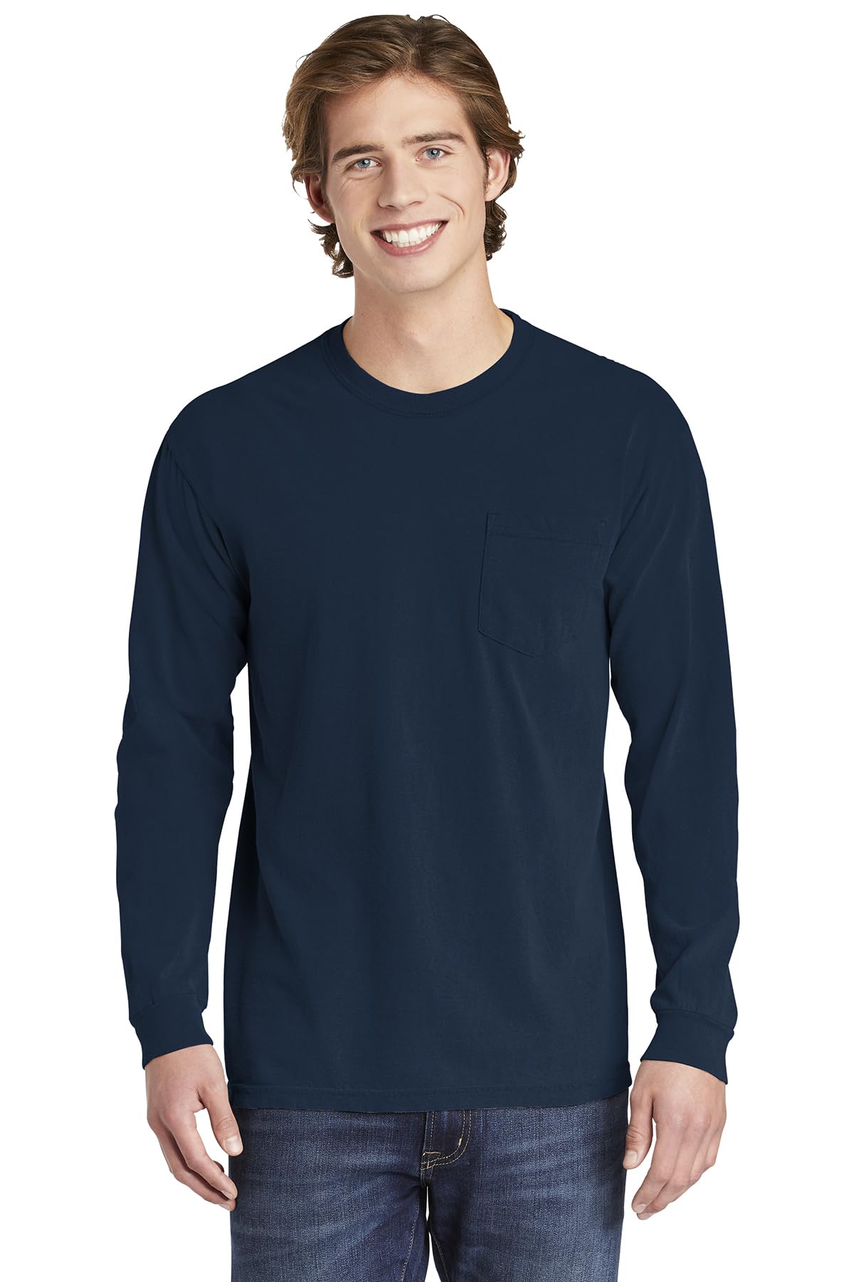 Comfort Colors 4410 Chouinard Long Sleeve Heavyweight Cotton Pocket T-Shirt for Men - Soft Workwear & Casual Everyday Wear