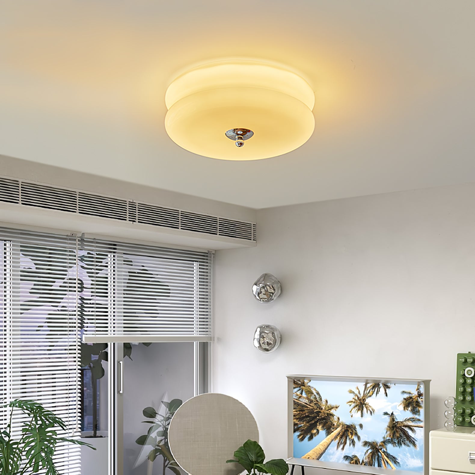 Art Deco Vintage Ceiling Light Fixture - Antique Bronze Finish, Crystal Accents - Perfect for Dining Room, Bedroom, or Foyer Lighting
