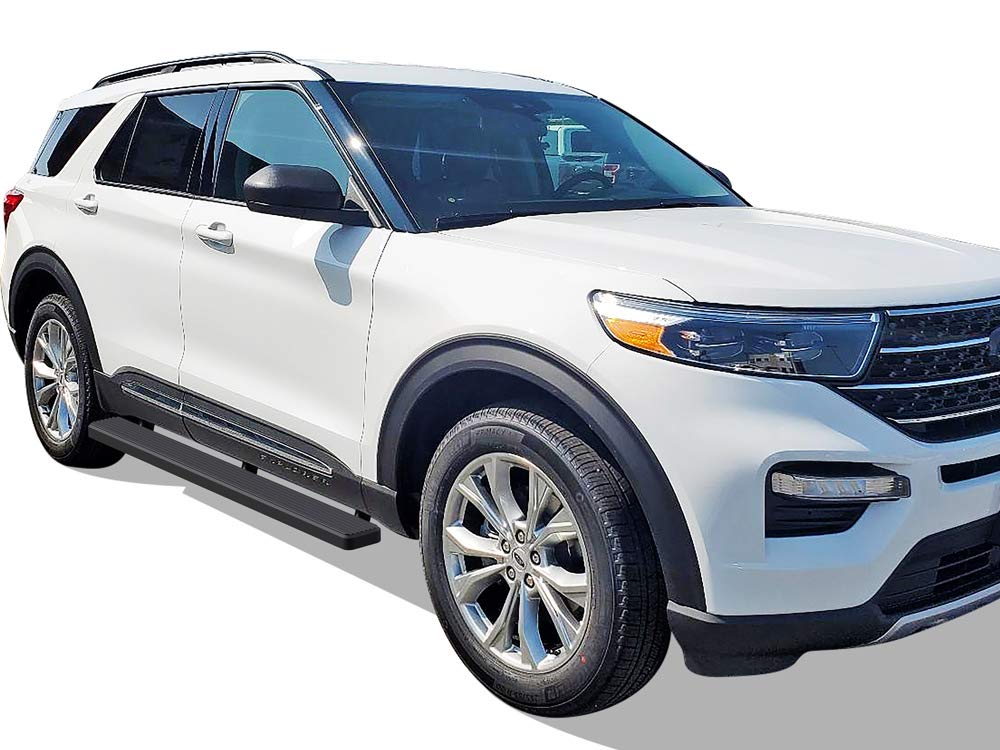 Black Powder Coated 5-Inch Running Boards Nerf Bars Side Steps for 2020-2025 Ford Explorer 4-Door SUV - Durable Off-Road Protection & Easy Step Access