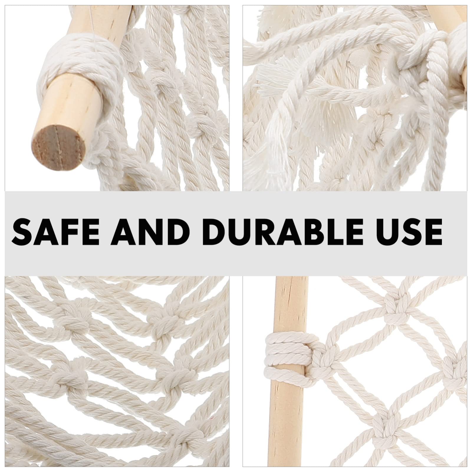 Macrame Fruit Hammock Holder - Handmade Rustic Decor for Kitchen, Dining Room & Outdoor Use | Wooden Vegetable & Food Basket in White | Perfect for Organizing Fruits, Vegetables & Household Items