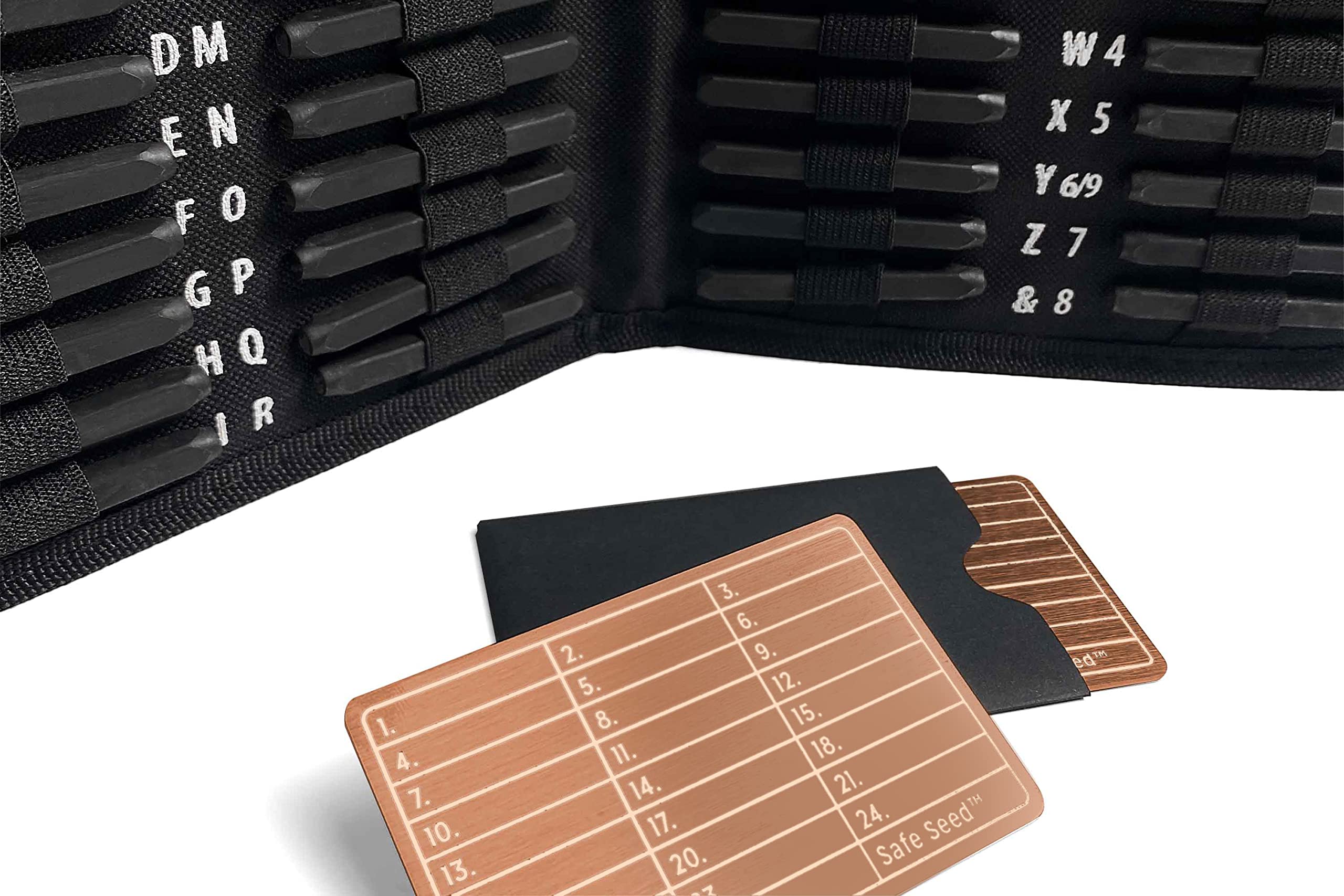 Premium Cryptocurrency Metal Wallet - 12-25 Word Recovery Passphrase Backup Kit with 2 Copper Plates & Soft Case | Secure Crypto Seed Phrase Storage for Bitcoin, Ethereum | Ideal for Cold Storage & Disaster Recovery