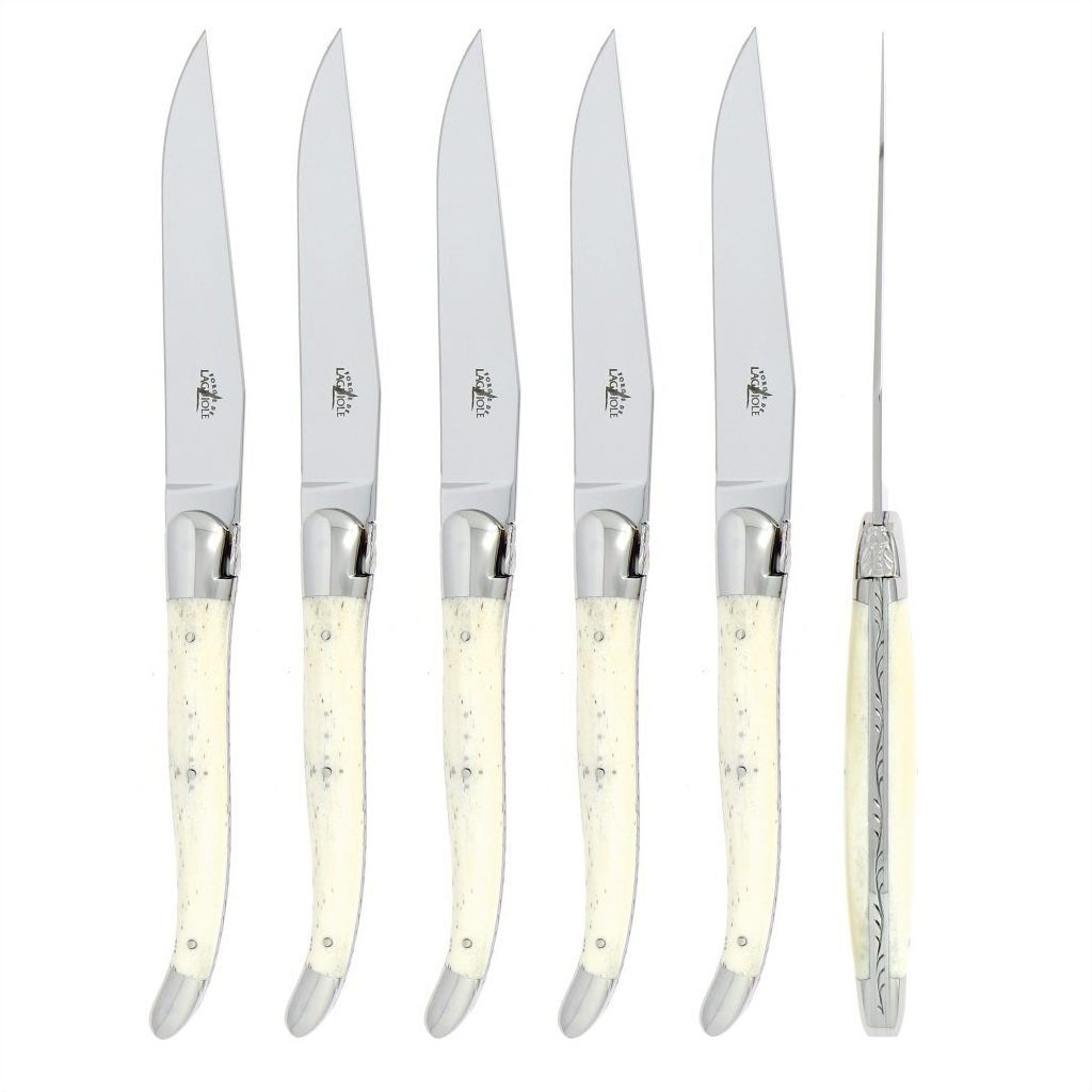 Premium 6-Piece Steak Knife Set with Ergonomic Bone Handle - Razor Sharp Stainless Steel Blades for Perfect Meat Cutting | Ideal for Steak Dinners, BBQ Parties & Fine Dining Experience