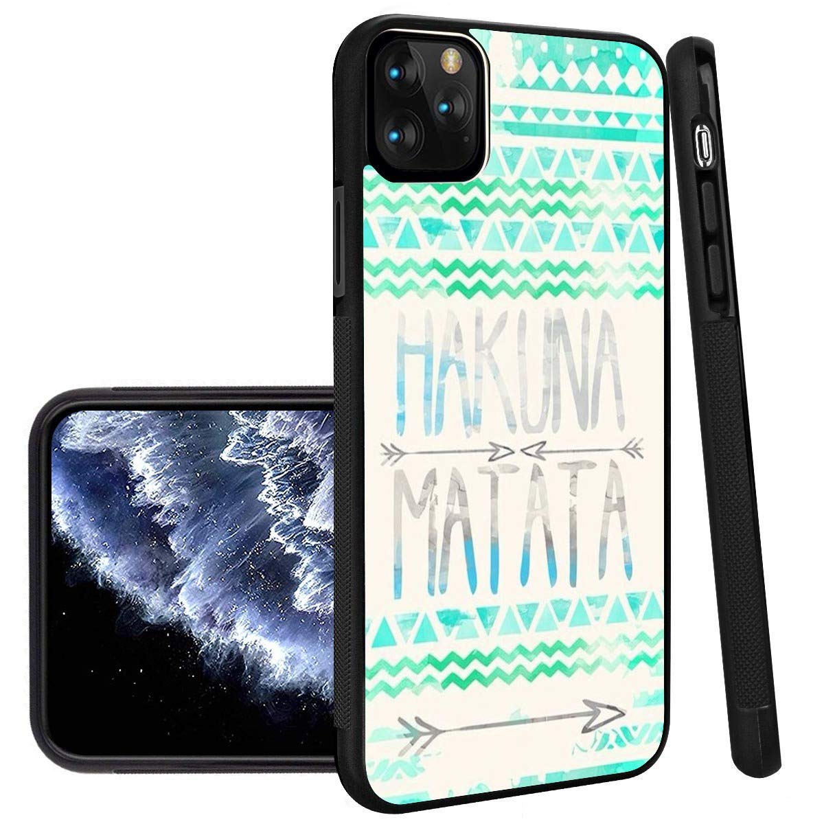 Premium Shockproof TPU Phone Case for iPhone 11 Pro Max - Black Hakuna Matata Design | Non-Slip Soft Protective Cover | Perfect for Outdoor Activities, Travel & Daily Use