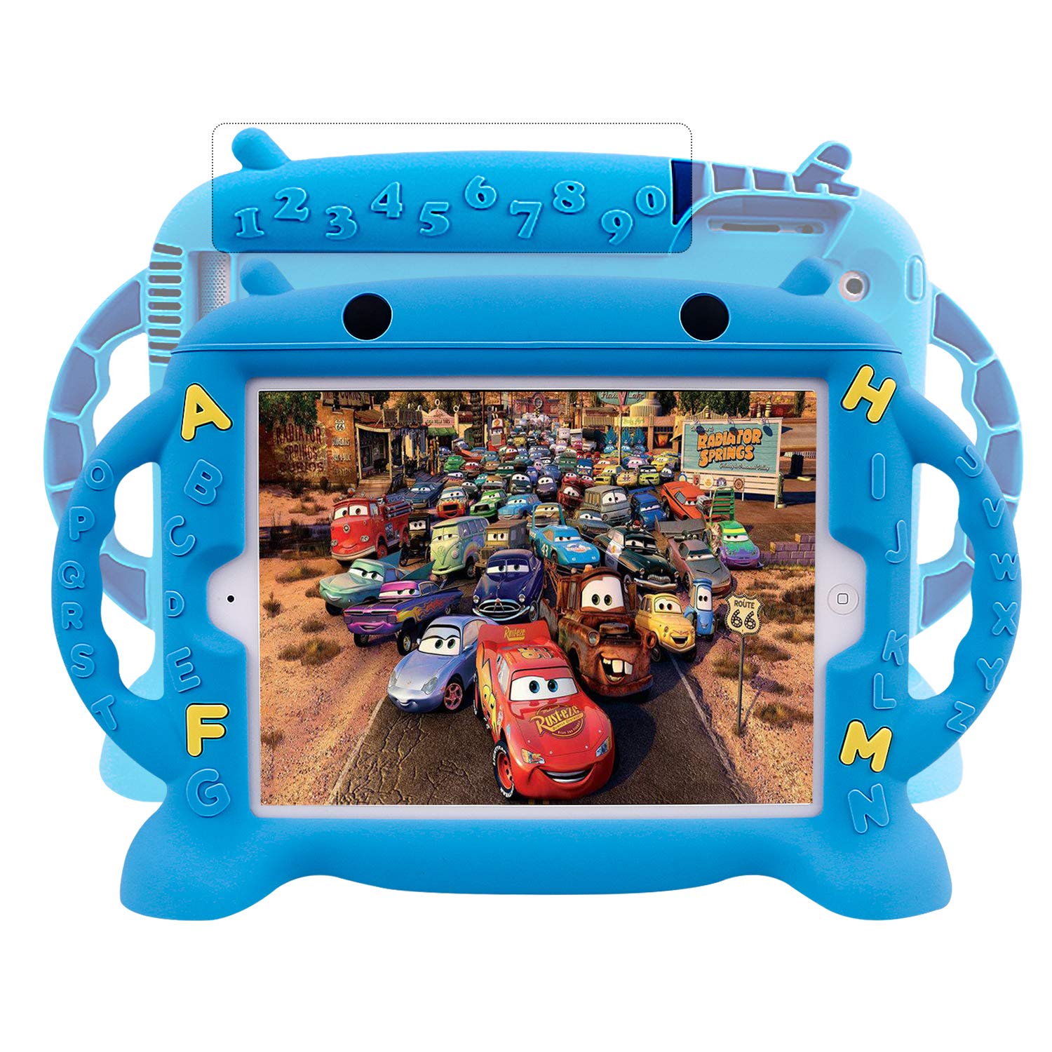 Shockproof Kids iPad Case for iPad 2/3/4 (9.7 Inch) - Durable Silicone Protective Cover with Built-in Stand & Portable Handle for Apple iPad 2nd/3rd/4th Generation - Perfect for School, Travel & Home Use (Blue)