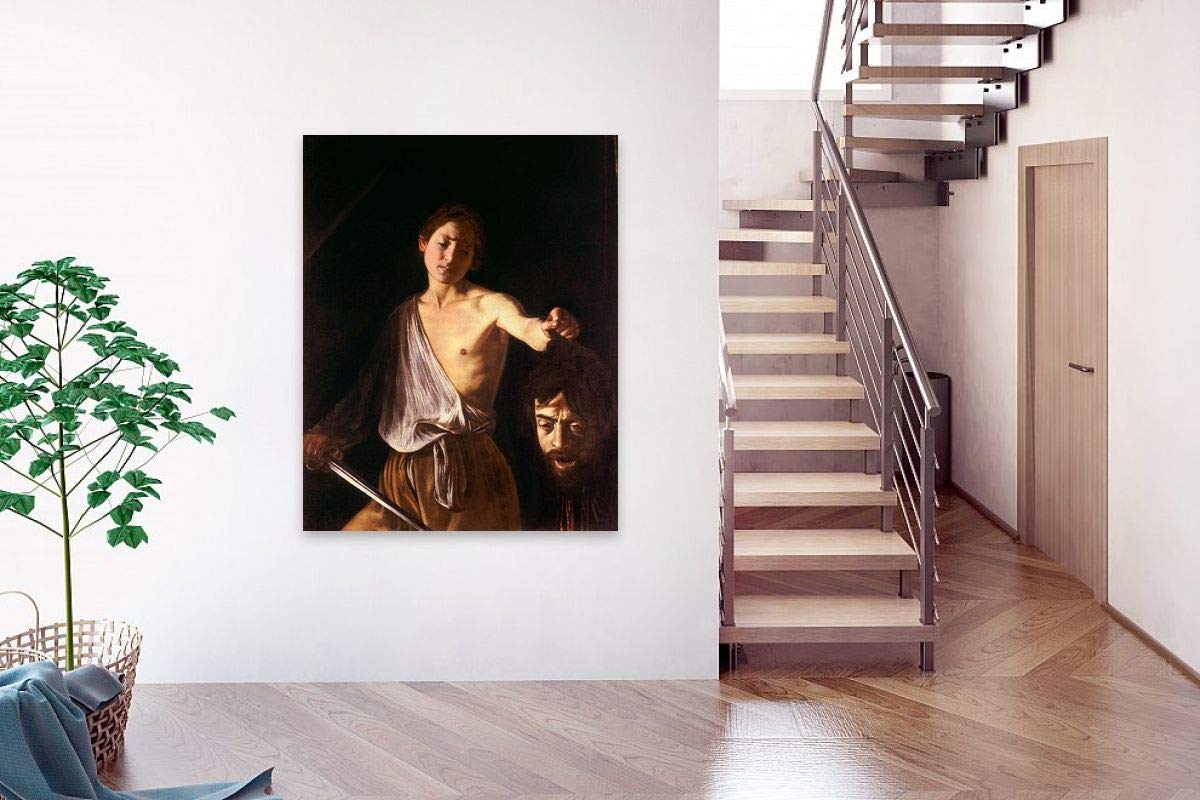 Caravaggio David with The Head of Goliath Fine Art Print - 35x44 Inch (89x111cm) Museum Quality Photo Paper Poster Rolled - Renaissance Wall Art Decor for Living Room, Office & Gallery