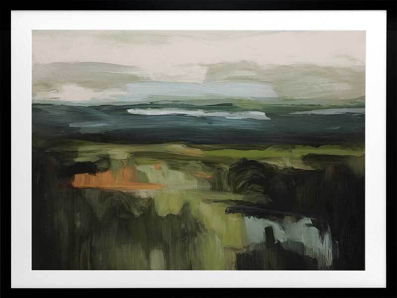 Emerald Echoes Framed Art Print - Elegant Green Landscape Wall Decor for Living Room, Bedroom & Office - Perfect Home & Gift Idea