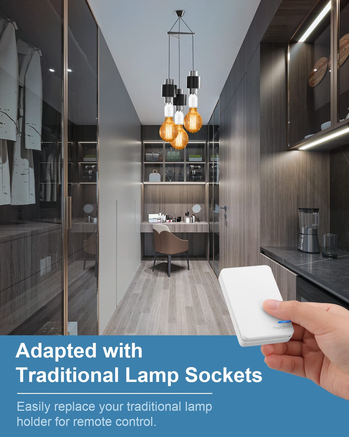 Smart Wireless Light Switch Kit for 500W E26/E27 Bulb Base Holder - Remote Control & Timer Function - Perfect for Bedroom, Living Room, and Smart Home Automation