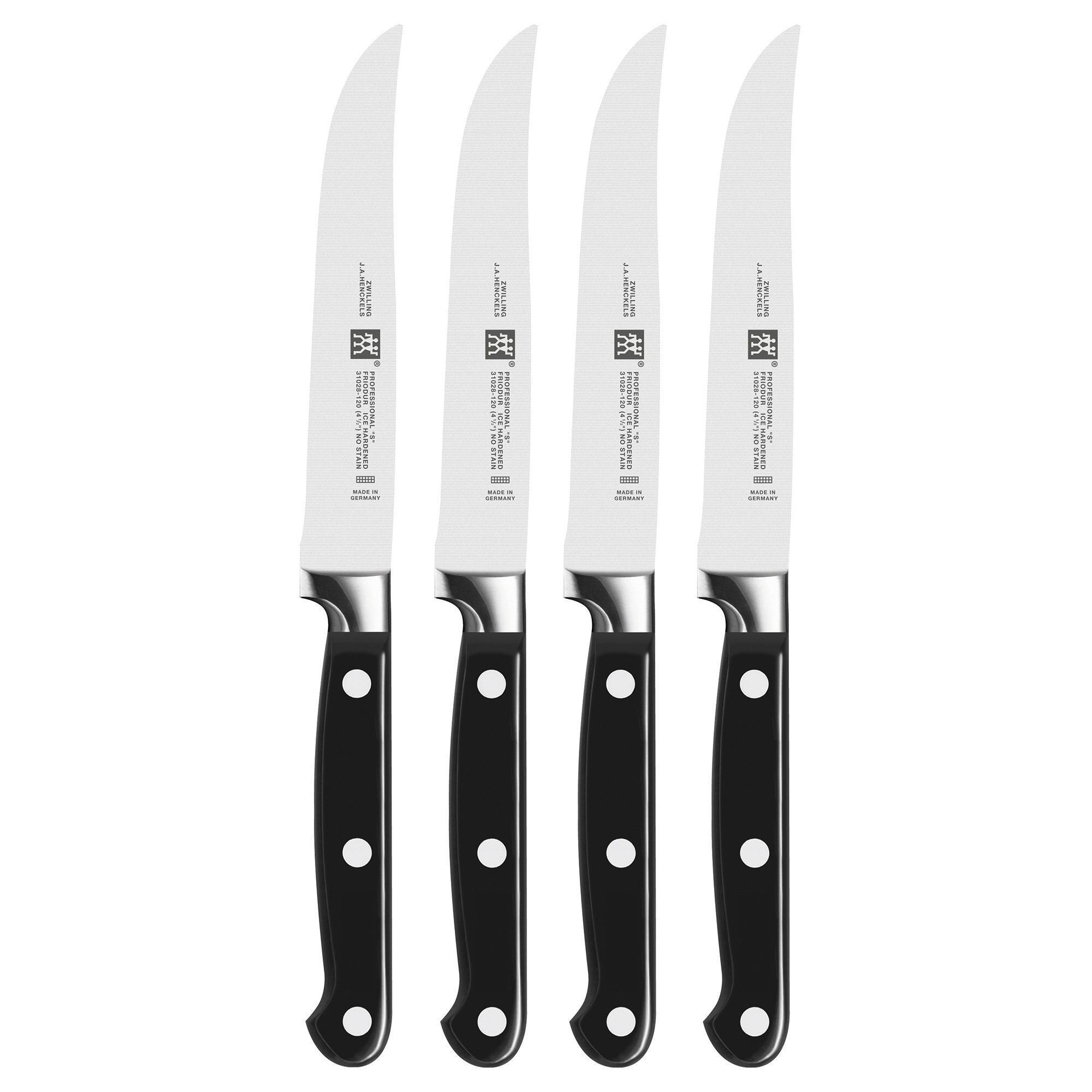**ZWILLING Professional S 4-Piece Razor-Sharp German Steak Knife Set – High-Performance Stainless Steel, Dishwasher Safe – Perfect for Steak Dinners, BBQ Parties & Fine Dining**