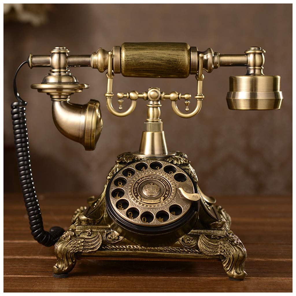 Vintage Bronze Carved Rotary Dial Phone - Retro Antique Landline Telephone for Home & Office Decor - Classic American Style Desk Phone (Color: Bronze) - Perfect for Vintage Themed Rooms, Retro Offices & Gift Ideas