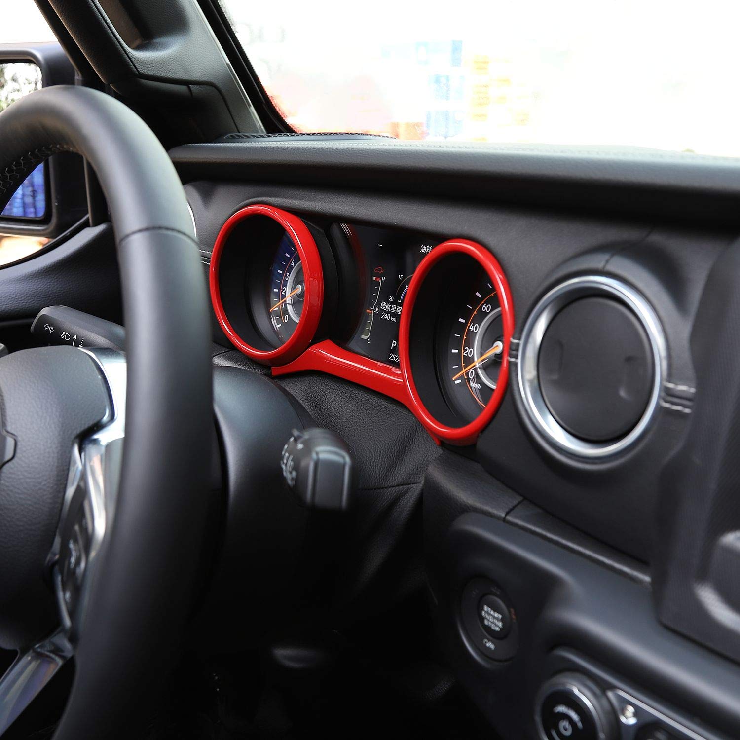 Voodonala ABS Red Dashboard Instrument Covers Trim for 2018-2023 Jeep Wrangler JL JLU & Gladiator JT - 3pcs Interior Accessories | Perfect for Off-Roading & Customizing Your Jeep's Interior