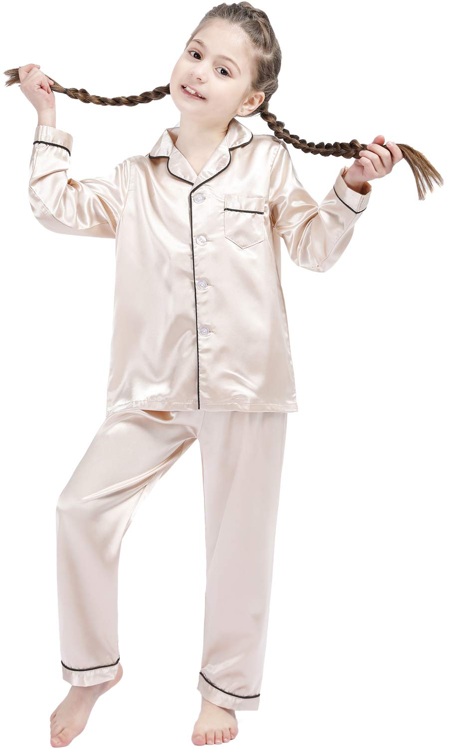 Kids Silk Satin Pajama Set - Button Down Sleepwear for Boys & Girls | Bedtime & Lounging