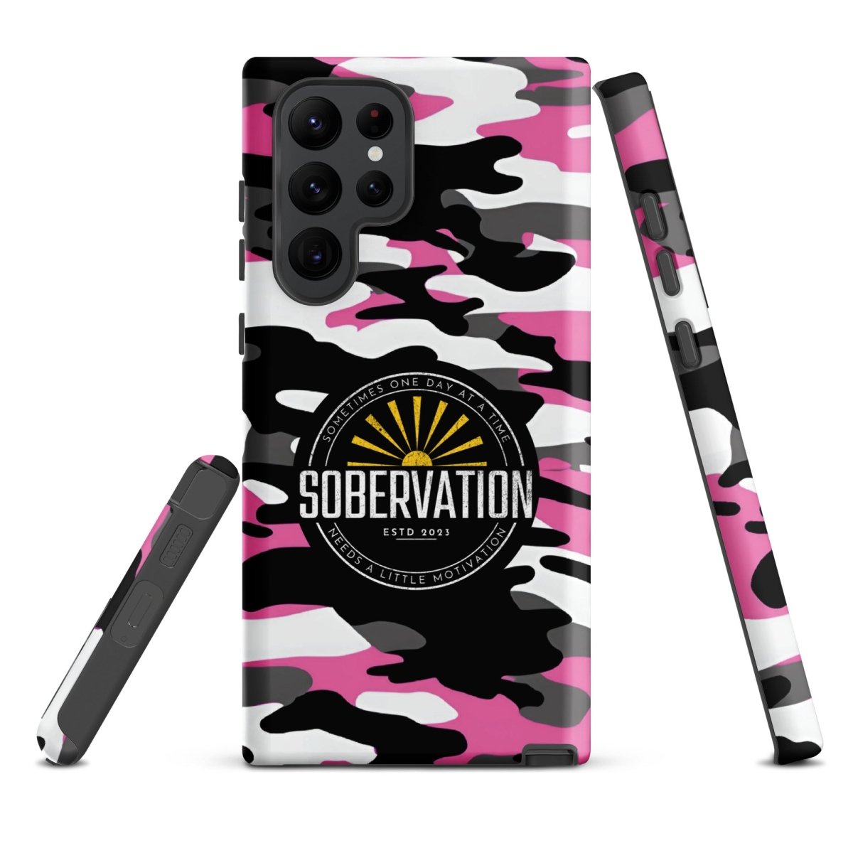 Sobervation Pink Camo iPhone Case - Durable Protective Cover for iPhone [6/7/8/X/11/12/13/14/15] - Motivational Sobriety Support - Perfect for Recovery Meetings & Daily Inspiration