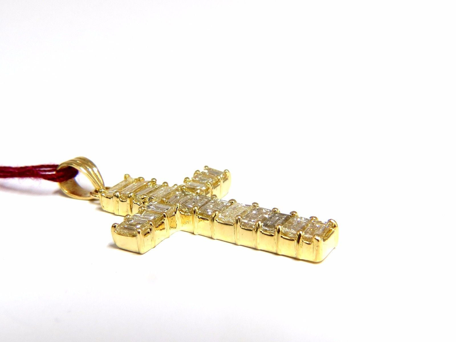 5.23 Carat Natural Diamond Baguette Cross Pendant in 18K Gold - Perfect for Gifts, Weddings & Special Occasions