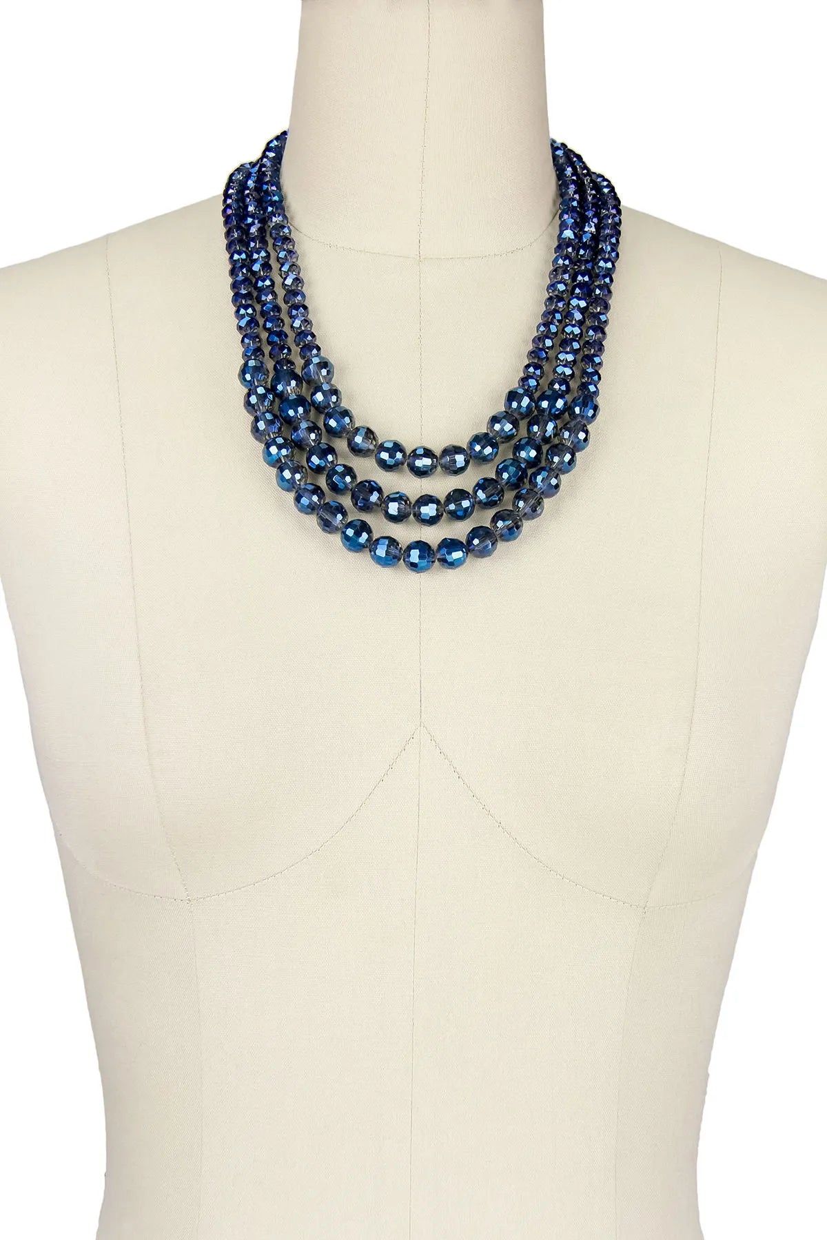 3 Tier Crystal Bead Necklace for Women - Elegant Layered Statement Jewelry for Party, Wedding & Evening Events