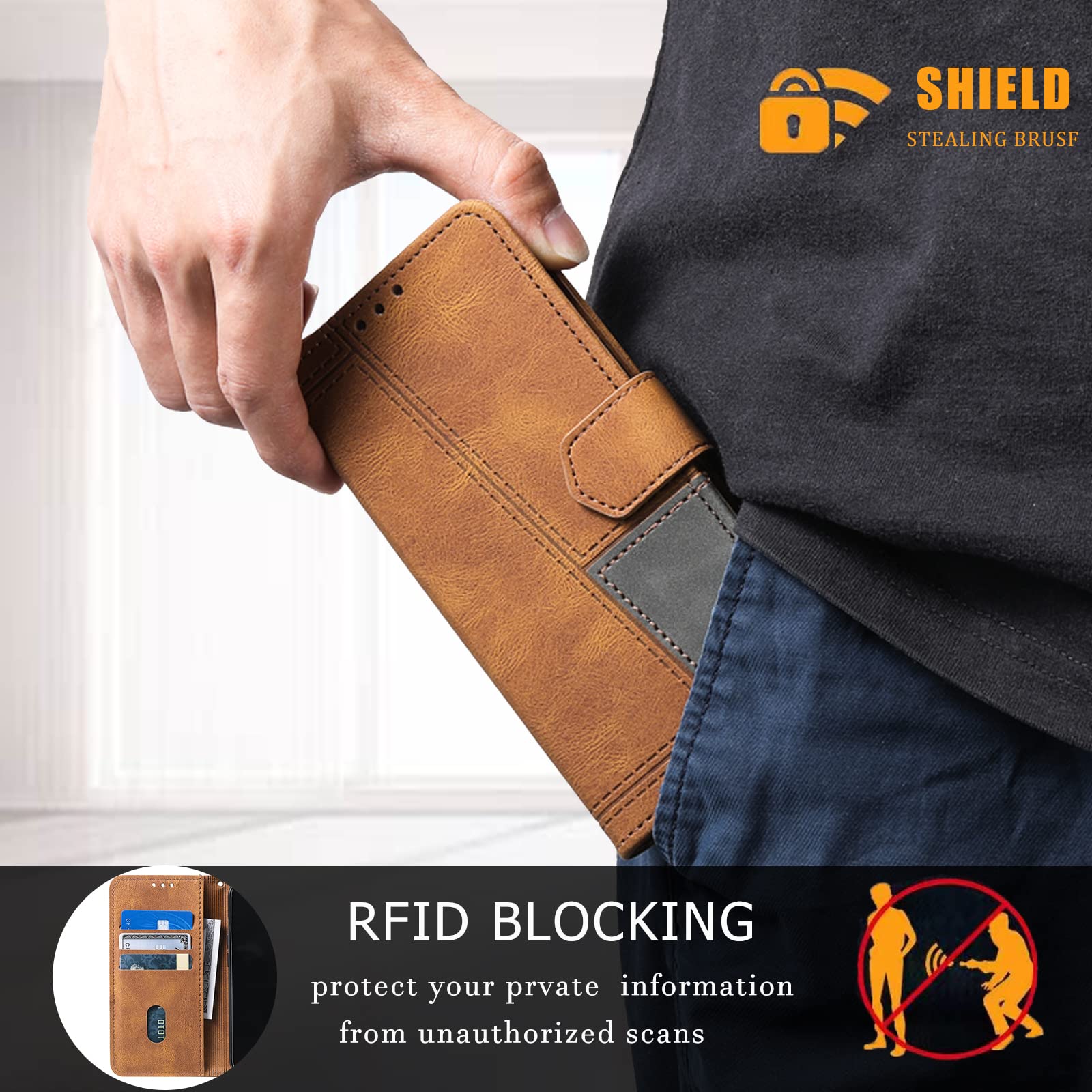 Premium Flip Wallet Case for Samsung Galaxy S7 - Genuine Leather with Credit Card Slots & Kickstand | Business & Travel Essential for Phone Protection & Convenience