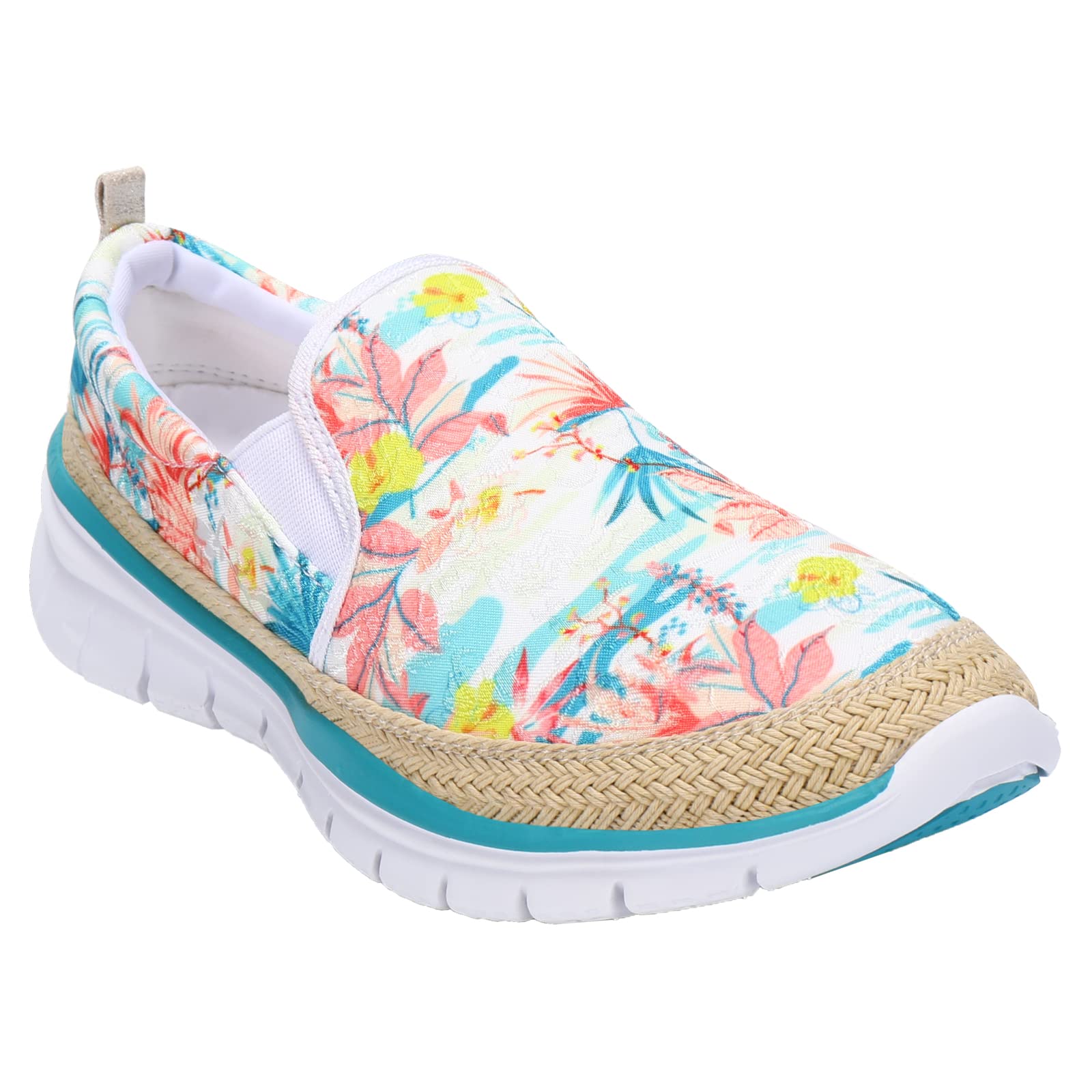 Women's Floral Slip-On Loafers with Arch Support - Lightweight Travel Sneakers for Walking, Work & Casual Outfits