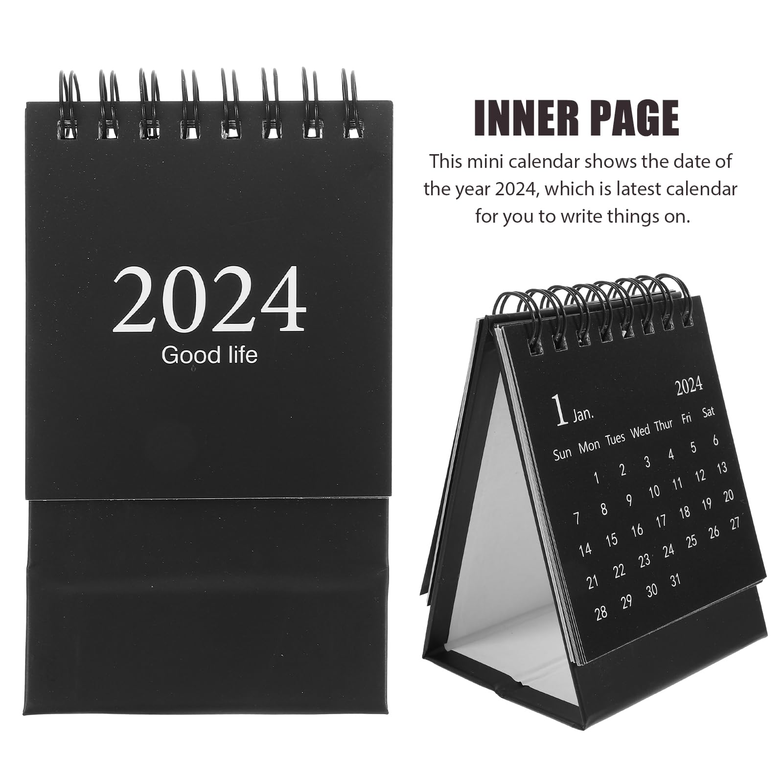 2023 Mini Desk Calendar - Standing Flip Planner for Daily Scheduling (Black) - Office & Home Use