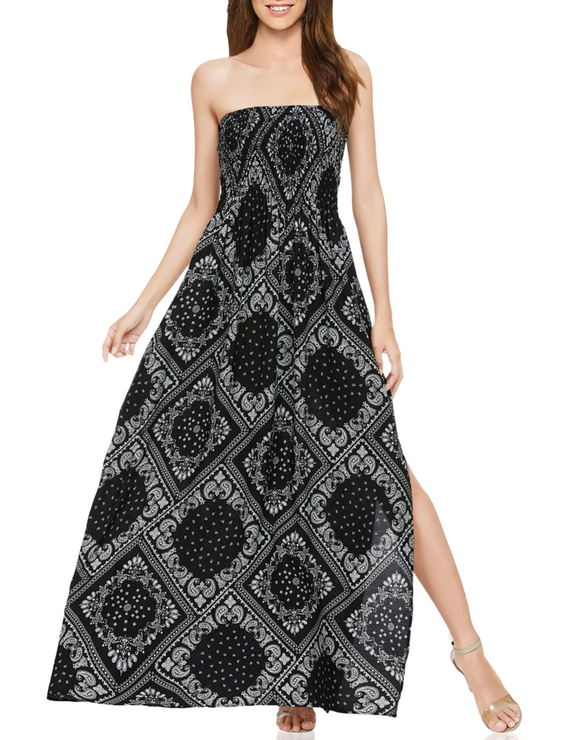 Just Quella Women's Maxi Dress - Strapless Boho Beach Long Dress for Summer | Perfect for Vacations, Weddings & Casual Outings