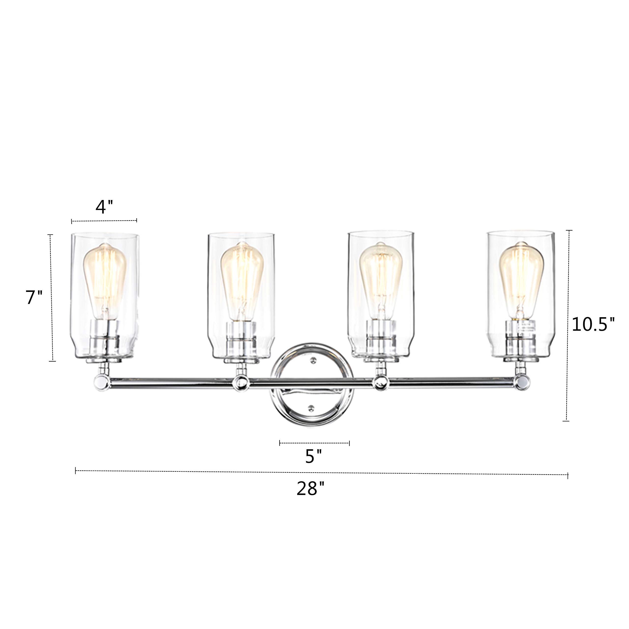 Modern 4-Light Chrome Bathroom Vanity Light Fixture 28