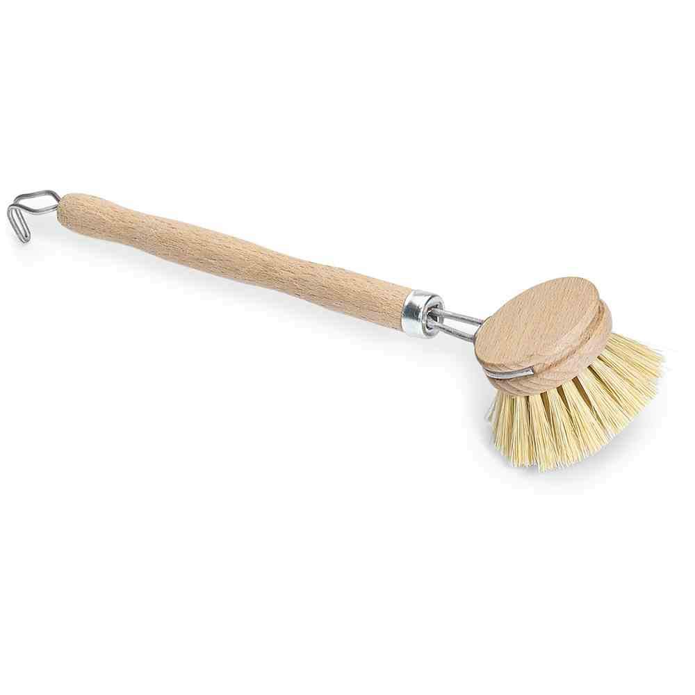 Natural Wood Dish Brush with 40mm Round Head - Eco-Friendly Kitchen Cleaning Brush for Dishes, Pots & Pans - Perfect for Daily Dishwashing and Sustainable Home Cleaning