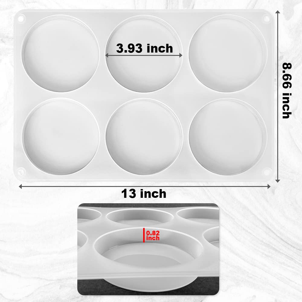 RESINWORLD 6-Cavity Deep Round Coaster Molds - 4 Inch Silicone Molds for Epoxy Resin & Flower Preservation - DIY Craft Supplies for Home Decor, Wedding Favors, and Gift Making