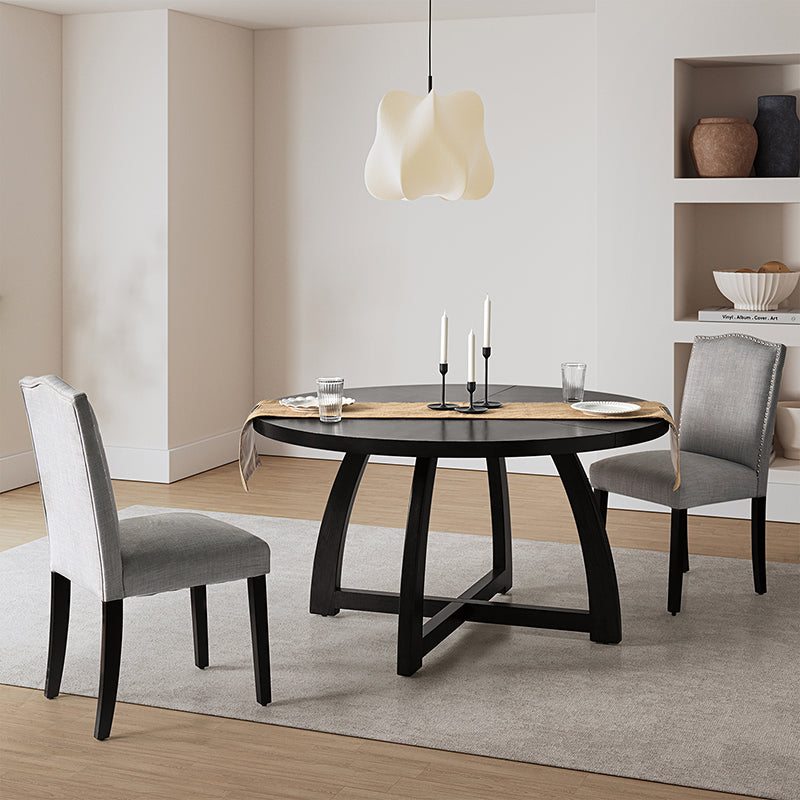Sherry 54 Inch Solid Wood Round Dining Table - Rustic Farmhouse Style for Kitchen, Dining Room & Outdoor Patio