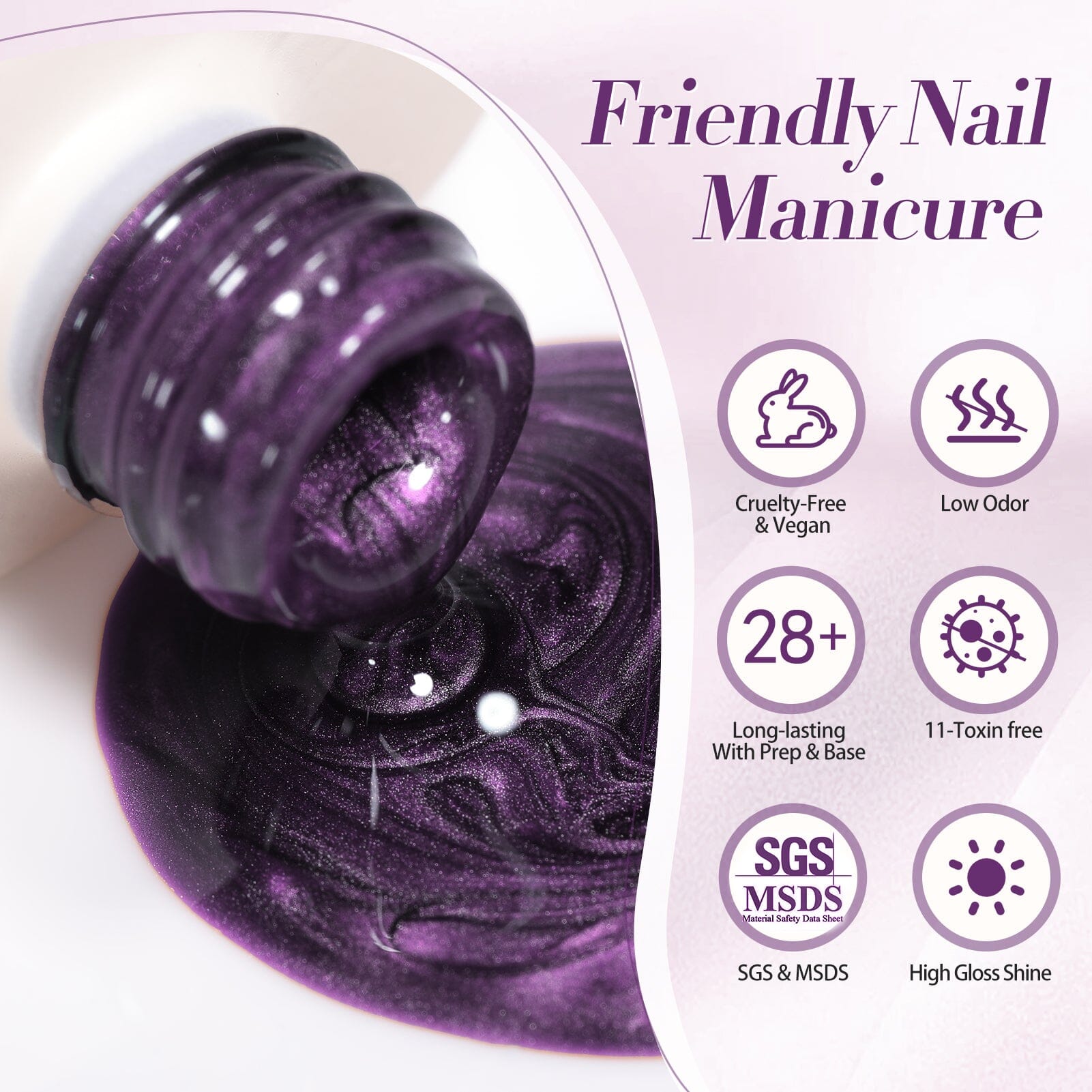 Purple Water Light Cat Magnetic Gel Nail Polish - 15ml AW04 - Long Lasting UV LED Soak Off Nail Art for Home & Salon Manicure