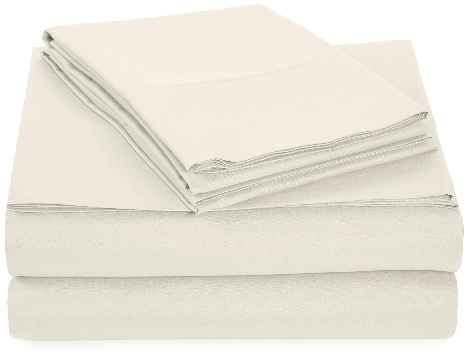 4PCs Luxury Soft 100% Egyptian Cotton Twin Sheet Set - 800 Thread Count Ivory Solid 14