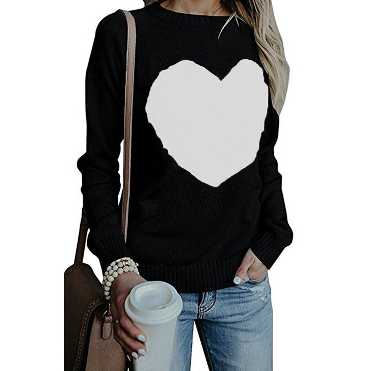 Women's Love Printed Pullover Sweater - Solid Color Knit Sweatshirt for Spring & Fall | Valentine's Day Gift | Casual Wear & Date Night Outfits