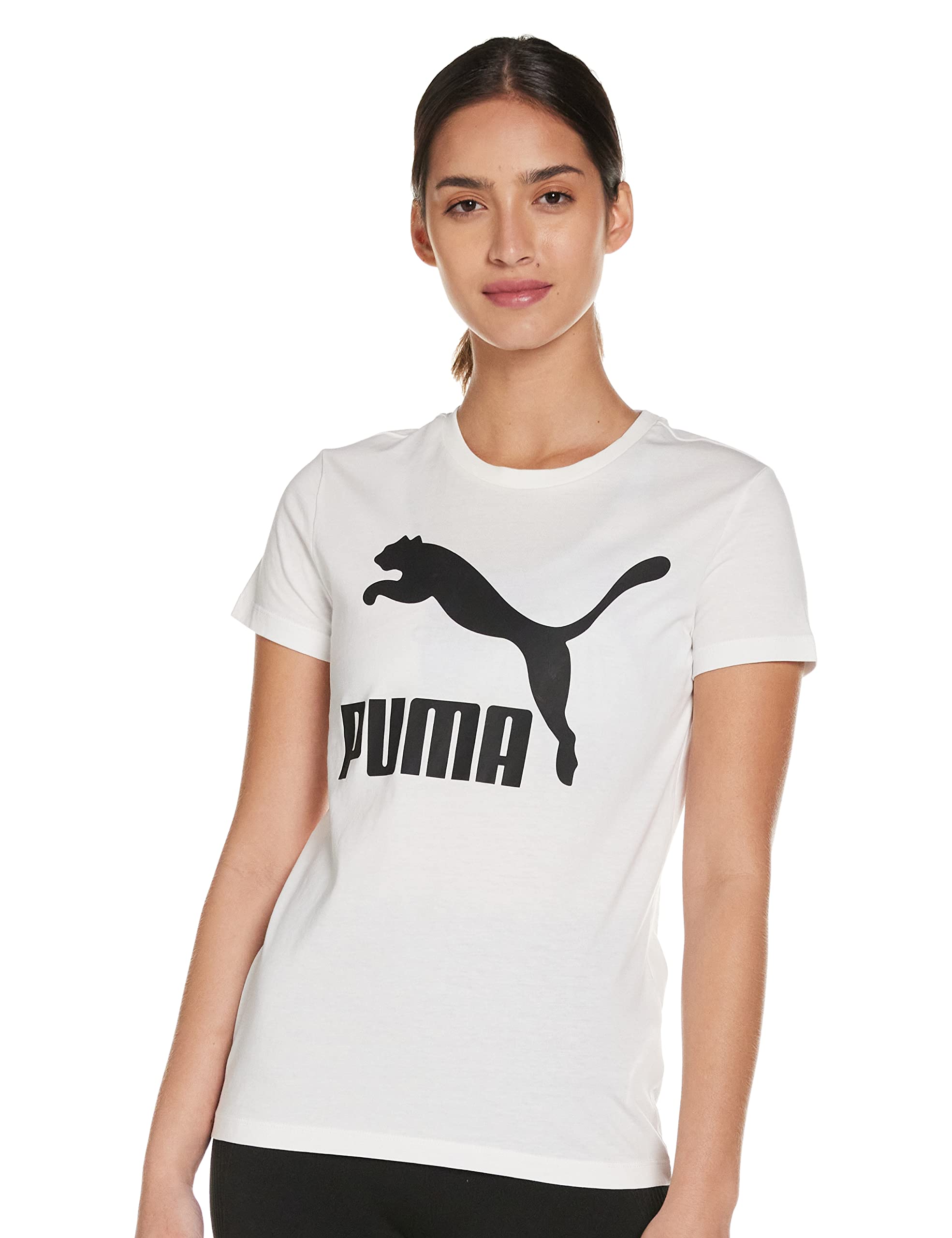 PUMA Women's Classic Logo Cotton T-Shirt - Comfortable Casual Tee for Everyday Wear, Gym, and Outfits
