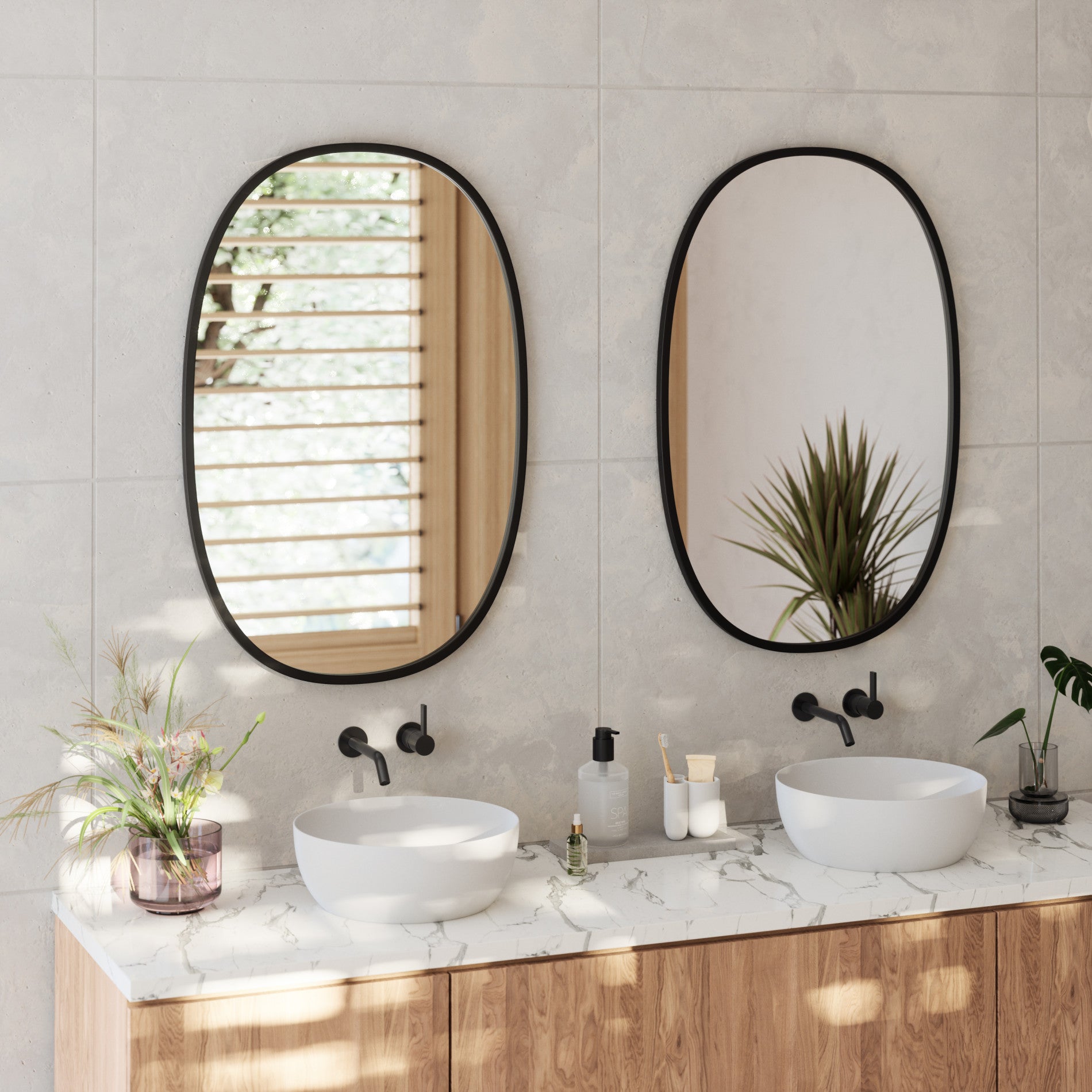 Stylish Oval Wall Mirror - Modern Home Decor for Living Room, Bedroom, or Bathroom - Perfect for Adding Elegance and Space to Any Room