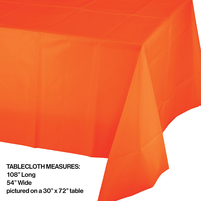 12-Pack Bulk Sunkissed Orange Plastic Tablecloths 54