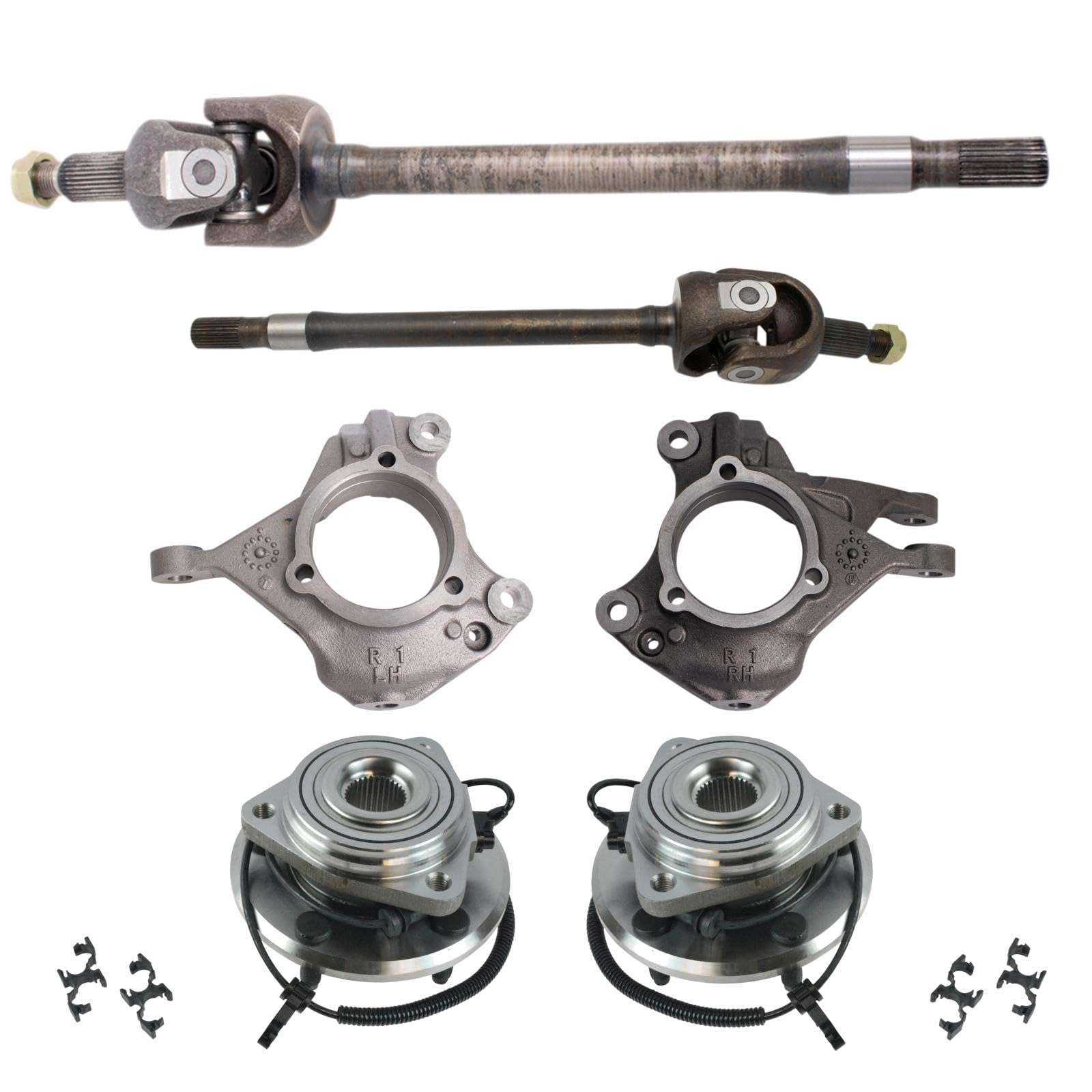 TRQ Front Drivetrain Kit - Axle Shaft, Steering Knuckle & Wheel Hub Bearing Assembly for 2007-2018 Jeep Wrangler JK - Off-Road & Daily Driving Replacement Parts