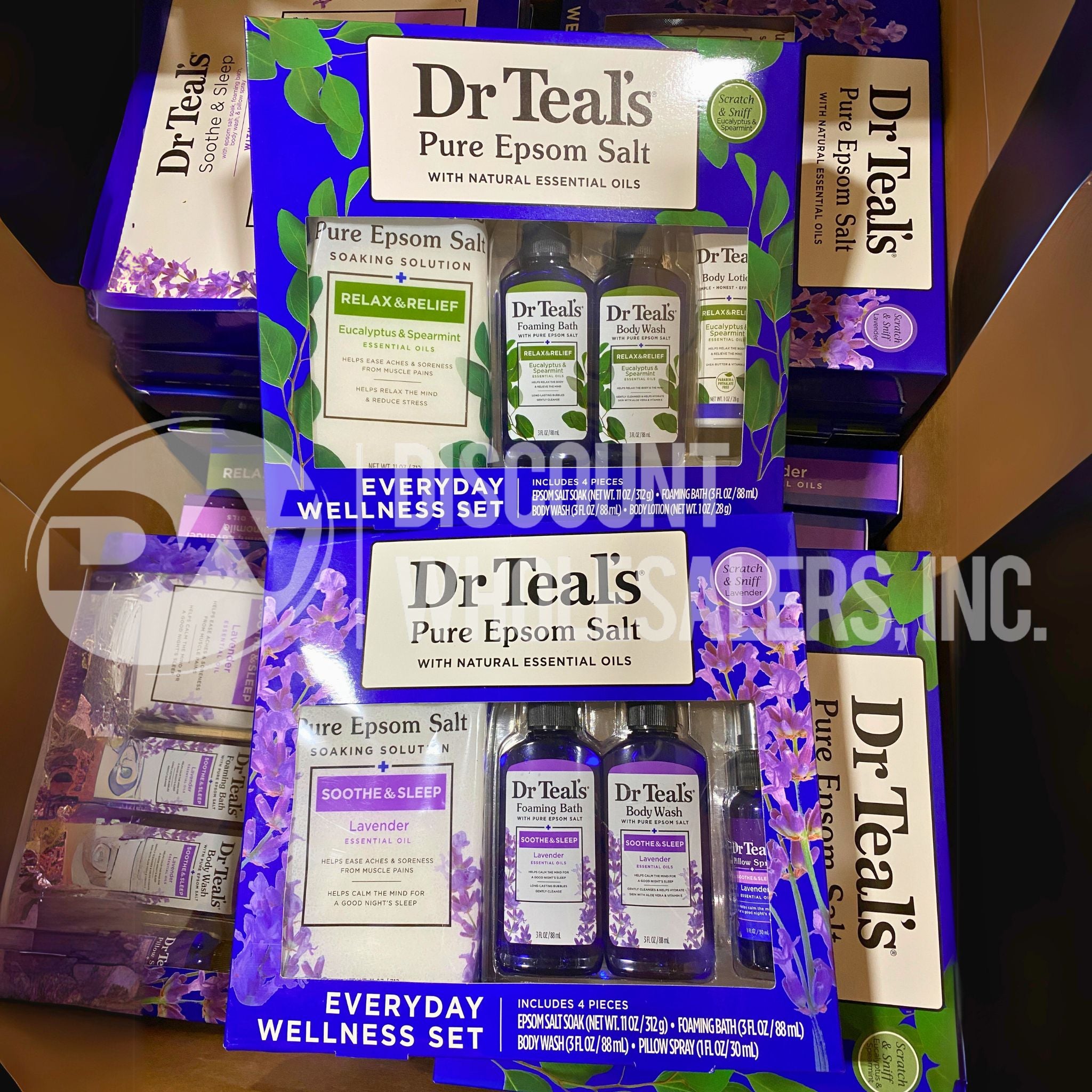 Dr Teal's Pure Epsom Salt with Essential Oils - Relaxing Lavender, Eucalyptus & Peppermint (40 Pack) for Bath Soak, Muscle Relief & Stress Relief - Perfect for Spa Day, Post-Workout Recovery & Self-Care Routine