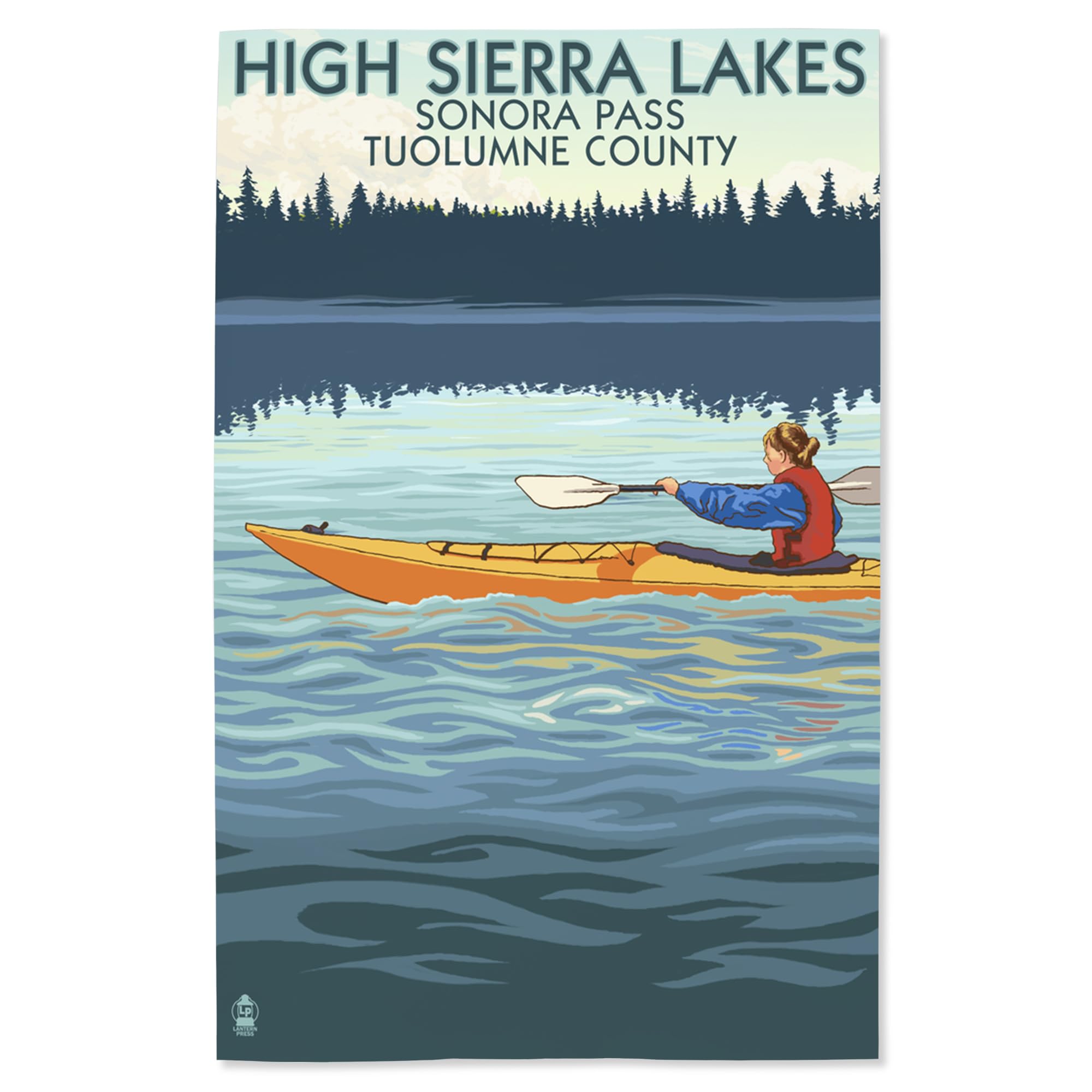 Lantern Press 16x24 Inch Giclee Art Print - High Sierra Lakes Landscape Wall Decor | Sonora Pass, Tuolumne County California Kayak Scene | Perfect for Living Room, Bedroom or Office Decoration