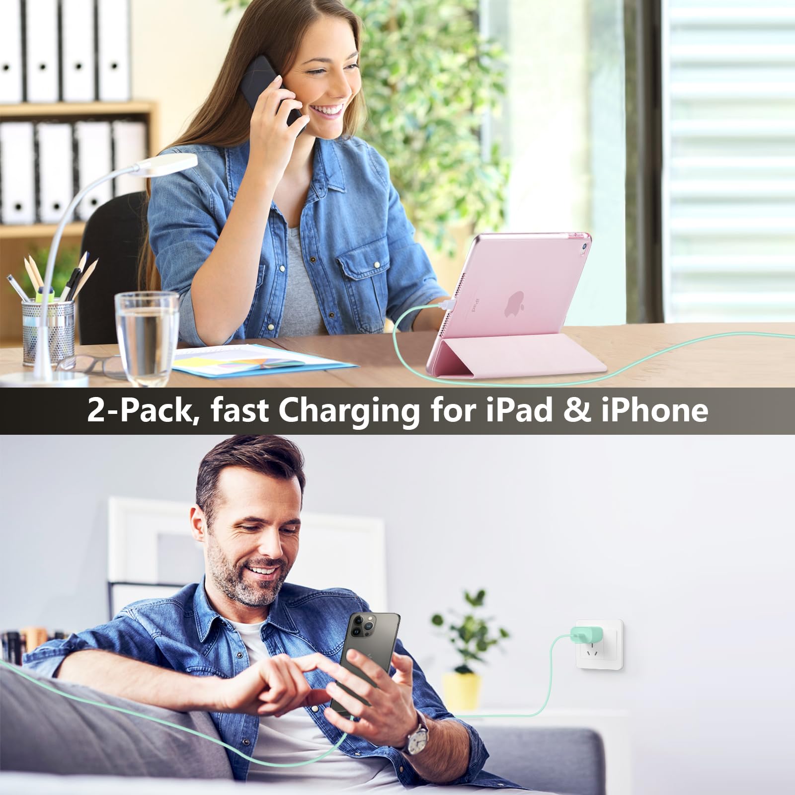 20W USB C Fast Charger Block & 3FT USB C to C Cable for iPhone 16/15 Series, iPad Pro/Air - PD Quick Charge for iPhone 16 Pro Max/Plus, 15 Pro Max/Plus - Perfect for Home, Office & Travel Charging