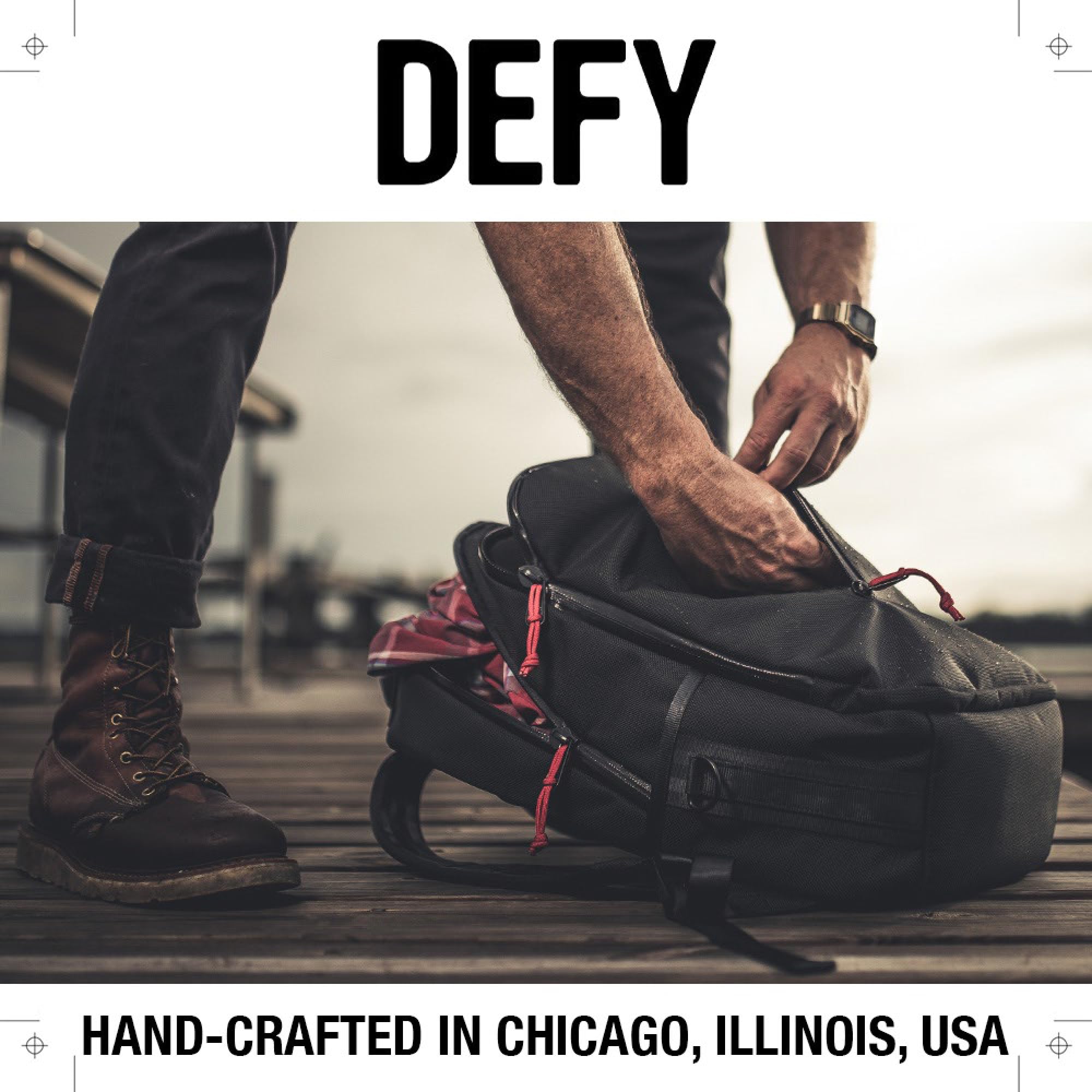 DEFY Bucktown Waxed Canvas Backpack - 23L Durable Utility Backpack for Men & Women, Water-Resistant Work Bag with 17