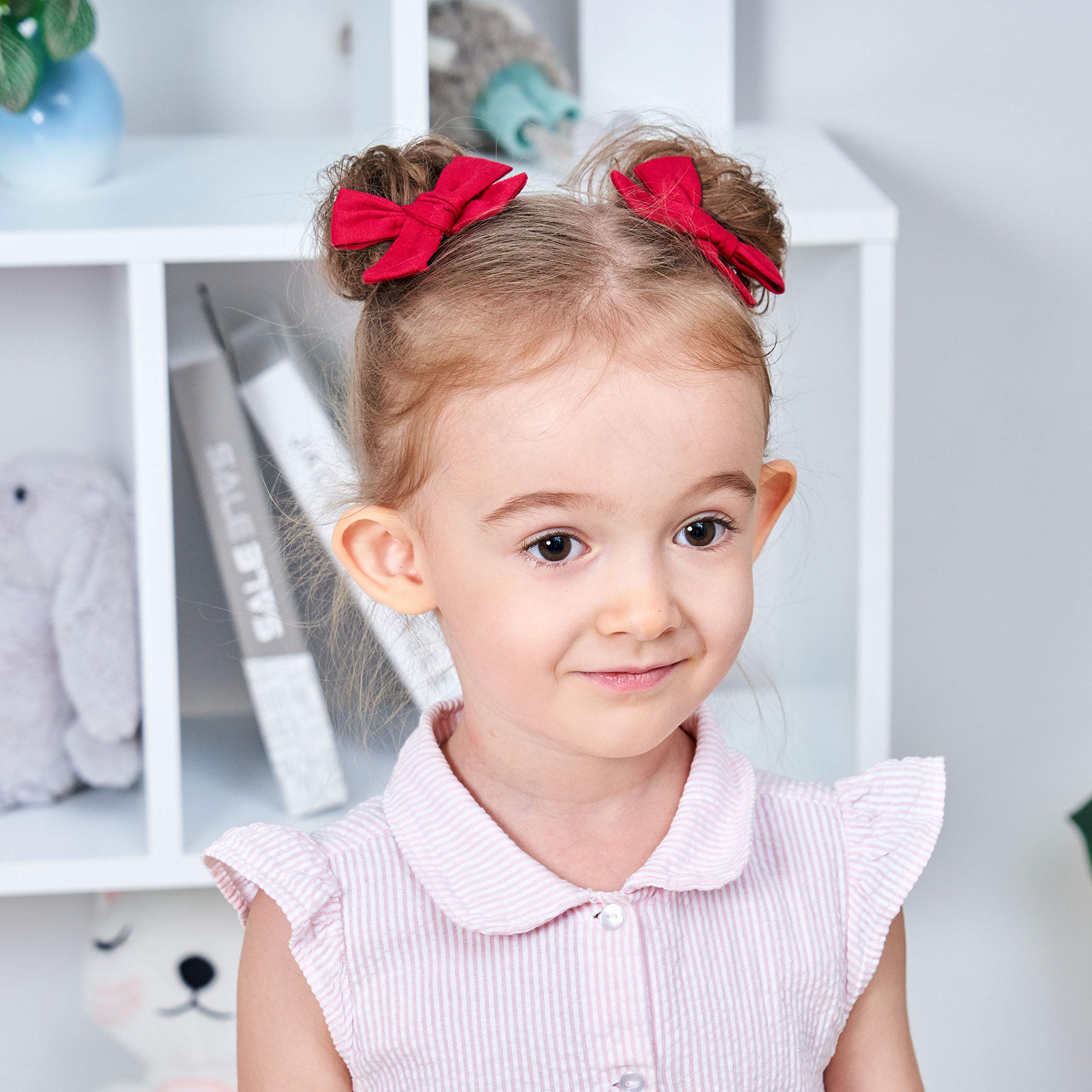 24PCS Baby Girls Hair Bows Clips - Linen Hair Barrettes & Alligator Clips Set for Kids, Toddlers & School Girls - Perfect for Parties, School, Photos & Daily Hair Accessories