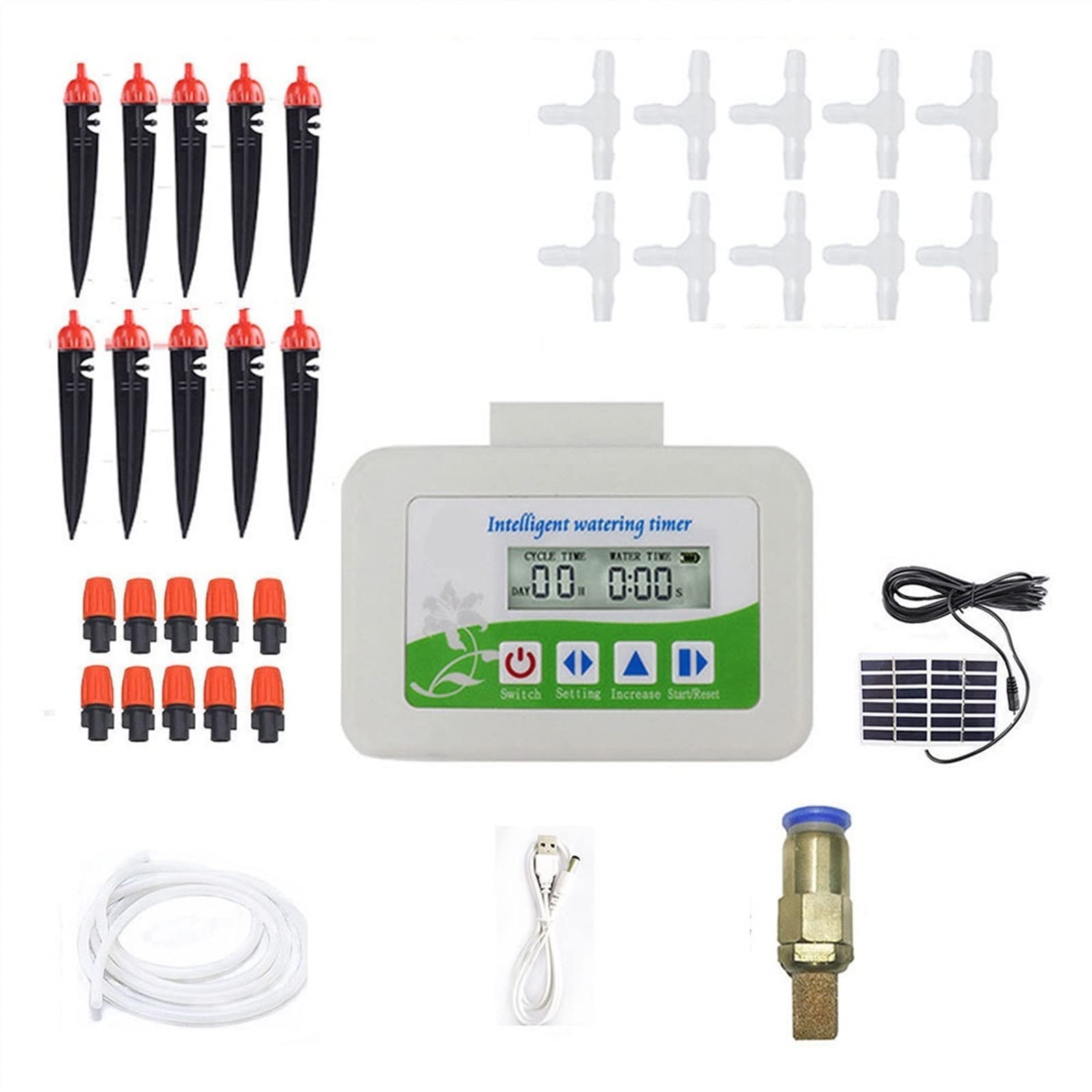 Solar Powered Smart Garden Hose Timer - Automatic Irrigation System for Indoor & Outdoor Plants, Self Watering Device with Pump Controller & Sprinkler (With Solar Panel) - Perfect for Lawns, Flower Beds, Vegetable Gardens & Potted Plants