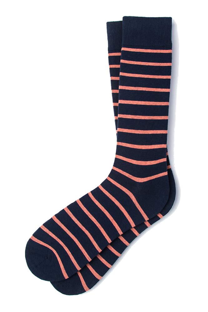Alynn Men's Luxury Striped Crew Dress Socks - Designer Hipster Socks for Formal Wear & Business Attire - Comfortable Cotton Blend Dress Socks for Office, Wedding & Special Occasions