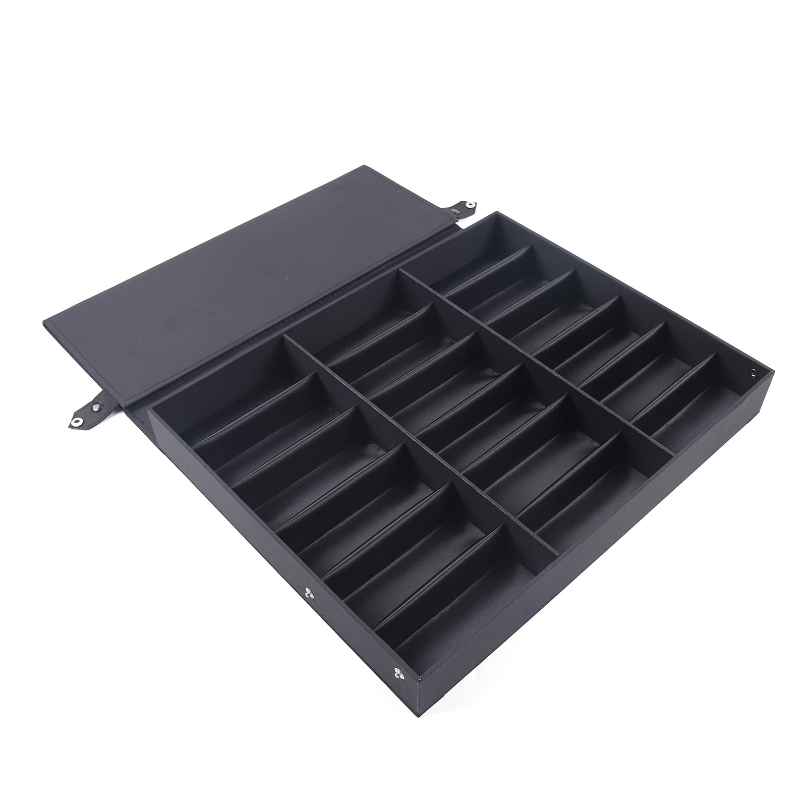 YIYIBYUS 18-Slot Sunglasses Display Case - Eyewear Organizer & Storage Tray for Jewelry, Watches - Black Stand Function - Perfect for Retail Stores, Boutiques & Home Organization