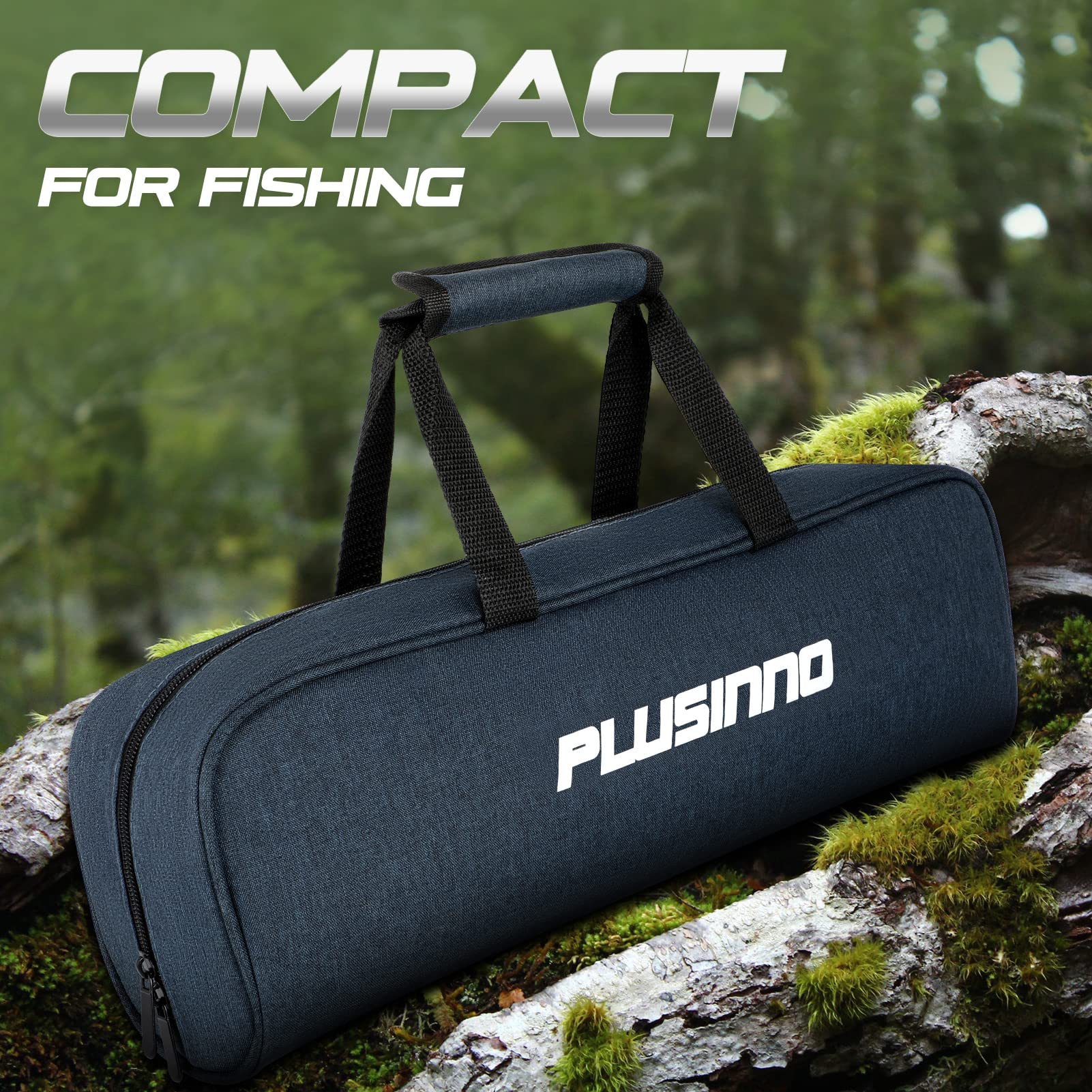 **PLUSINNO Carbon Fiber Telescopic Fishing Rod and Reel Combo Kit - Lightweight Saltwater & Freshwater Fishing Pole for Bass, Trout, and Surf Fishing - Perfect for Travel, Boat, and Shore Fishing**